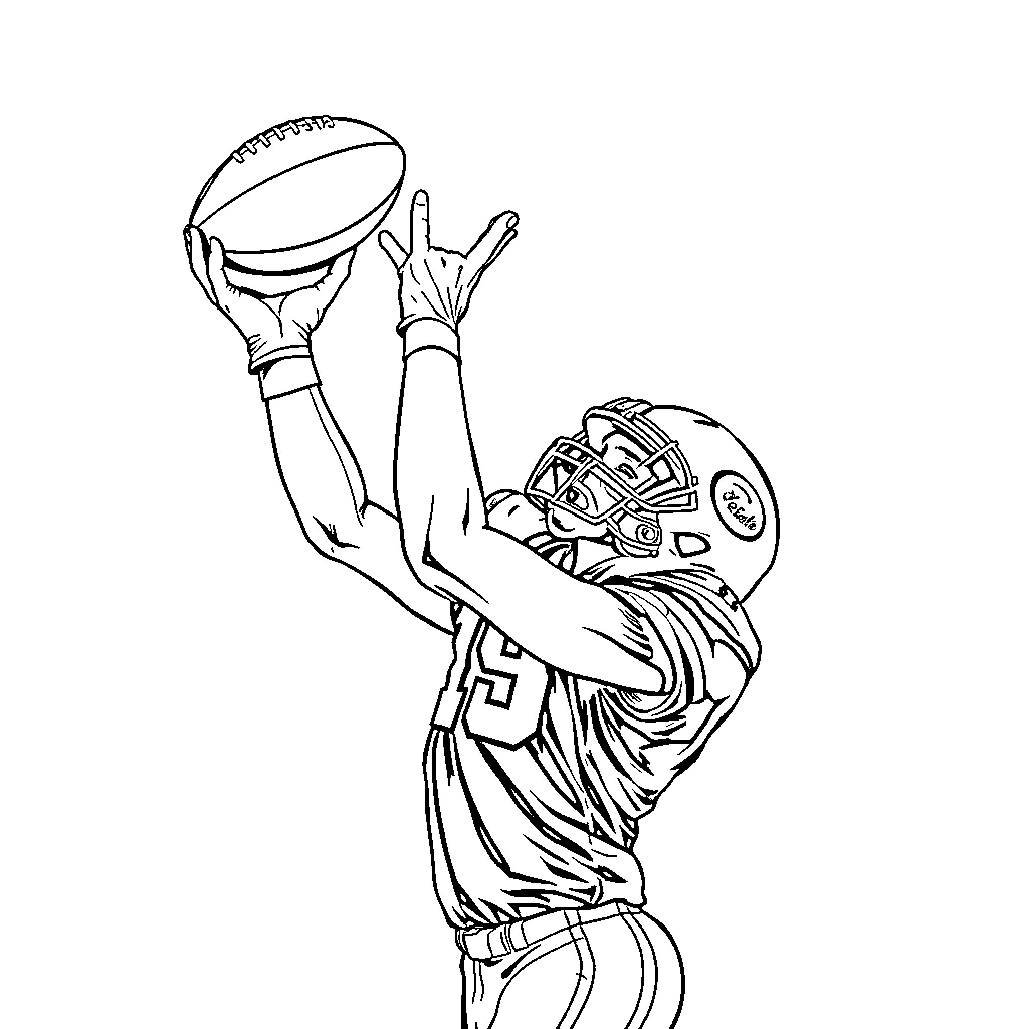Football Player Diving for the Ball Coloring Page (free black-and-white line drawing printable PDF for all, from beginners to advanced learners, including children, teens, adults, and seniors)