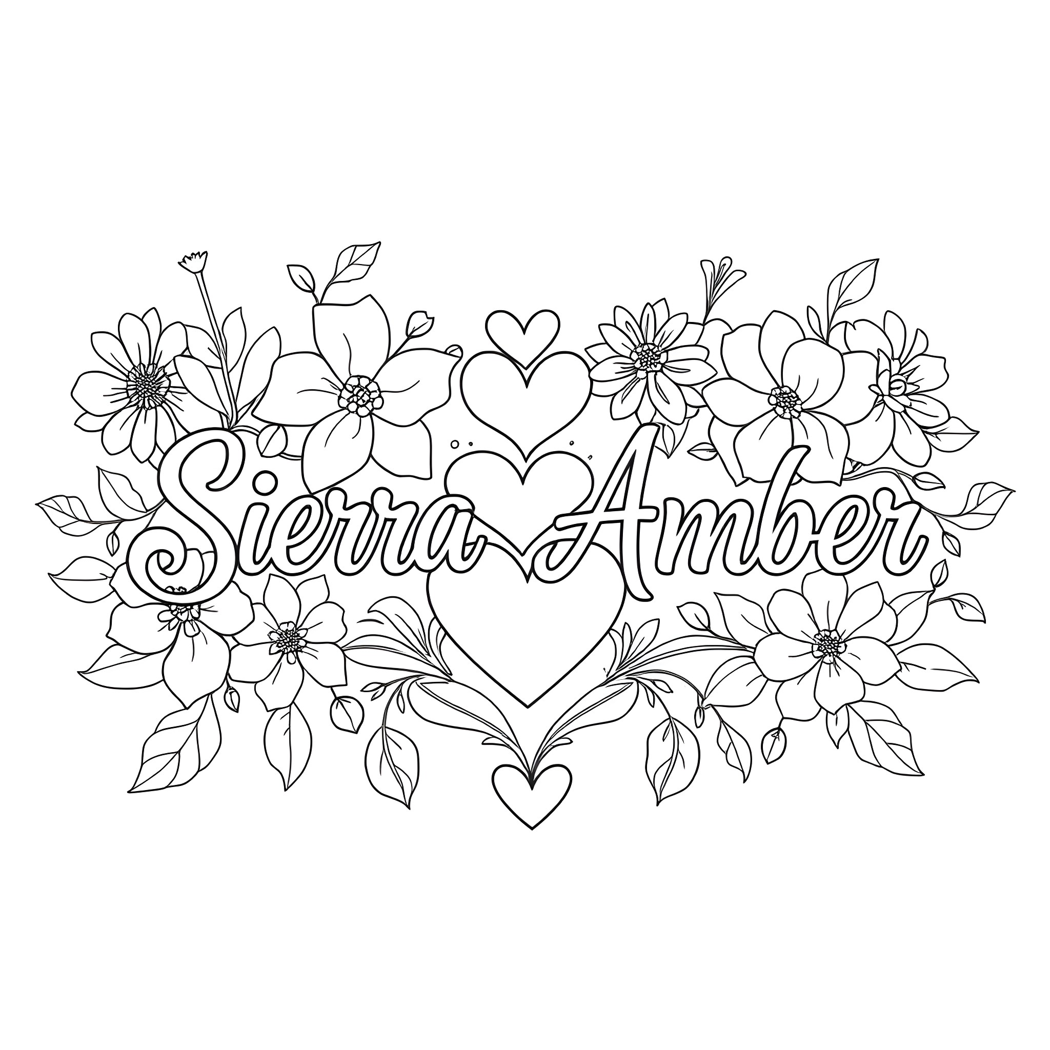 Friendship among floral blooms Coloring Page (free black-and-white line drawing printable PDF for all, from beginners to advanced learners, including children, teens, adults, and seniors)