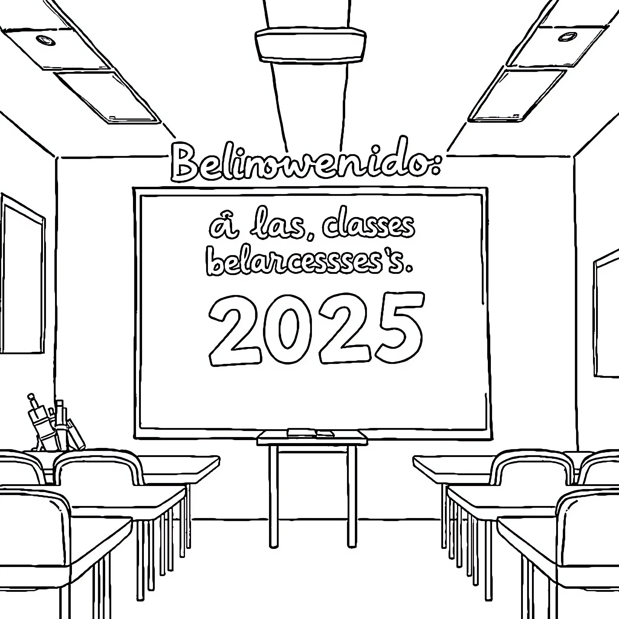 Class Welcome to the Belurcesses 2025 Coloring Page (free black-and-white line drawing printable PDF for all, from beginners to advanced learners, including children, teens, adults, and seniors)