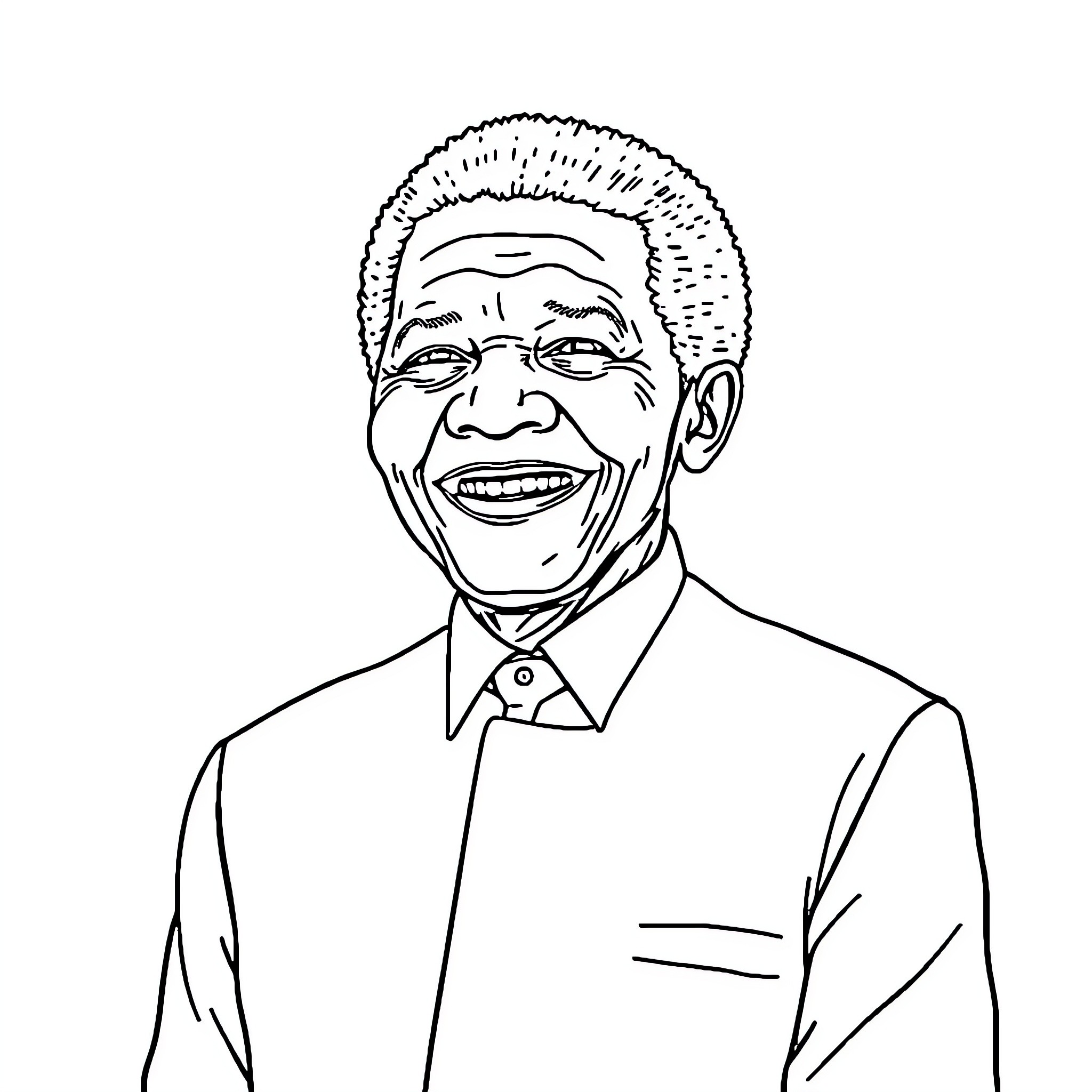 Mandala of a smiling elder gentleman Coloring Page (free black-and-white line drawing printable PDF for all, from beginners to advanced learners, including children, teens, adults, and seniors)