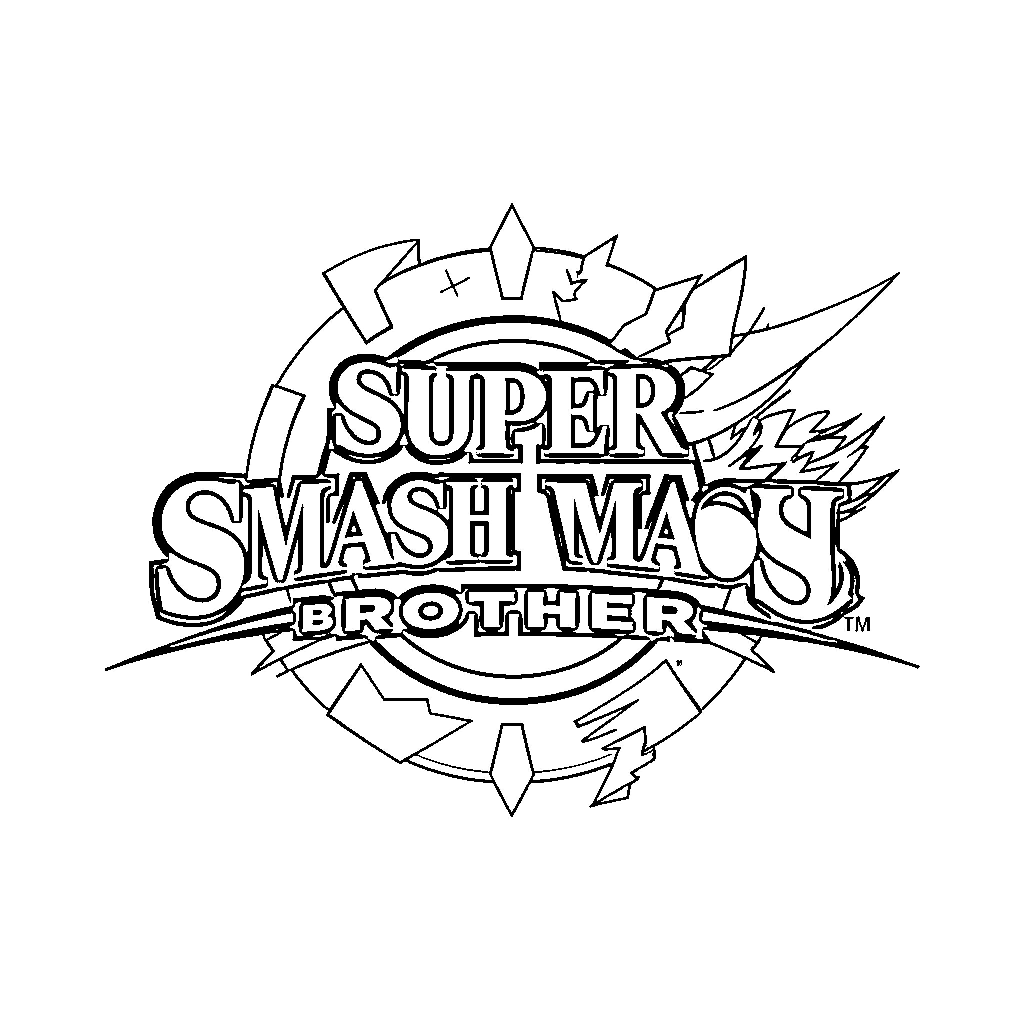 Super Smash Brothers Epic Battle Artwork Coloring Page (free black-and-white line drawing printable PDF for all, from beginners to advanced learners, including children, teens, adults, and seniors)