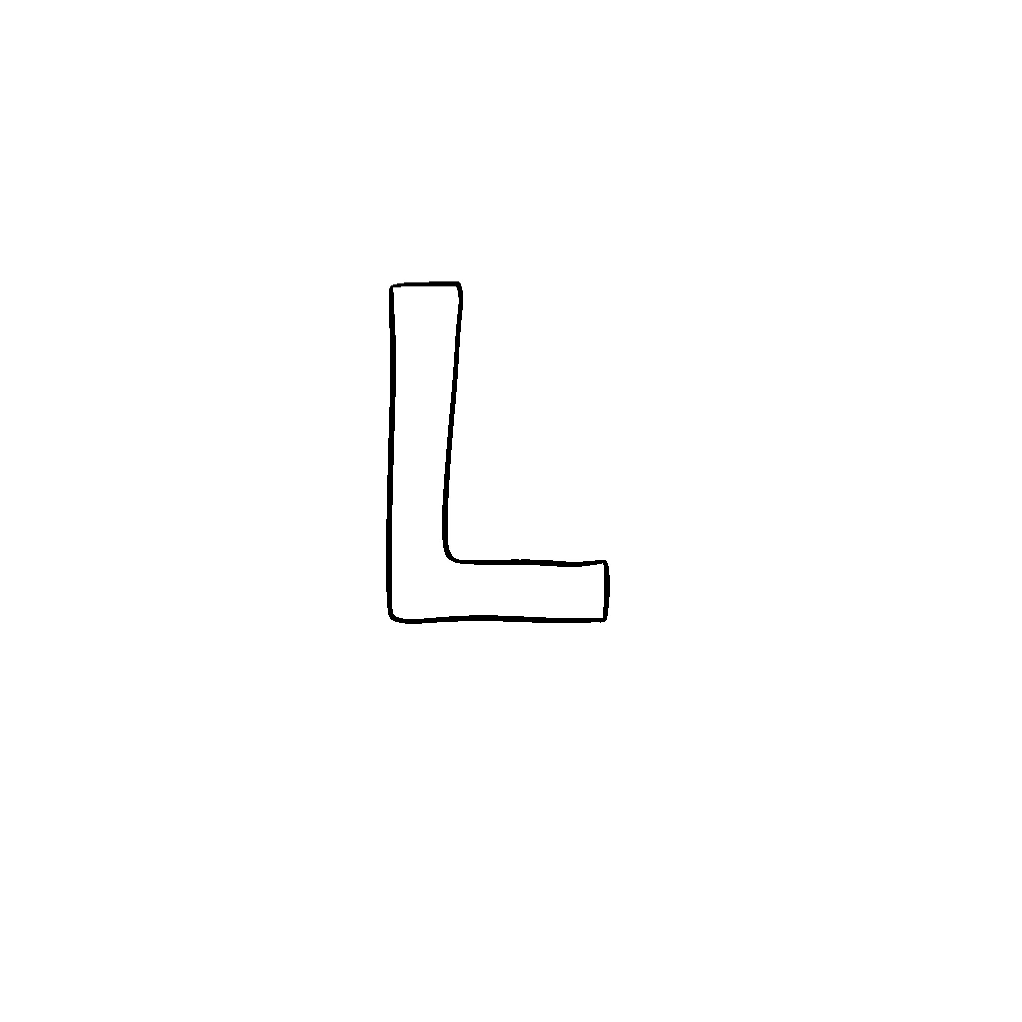 Lone letter L on white background Coloring Page (free black-and-white line drawing printable PDF for all, from beginners to advanced learners, including children, teens, adults, and seniors)