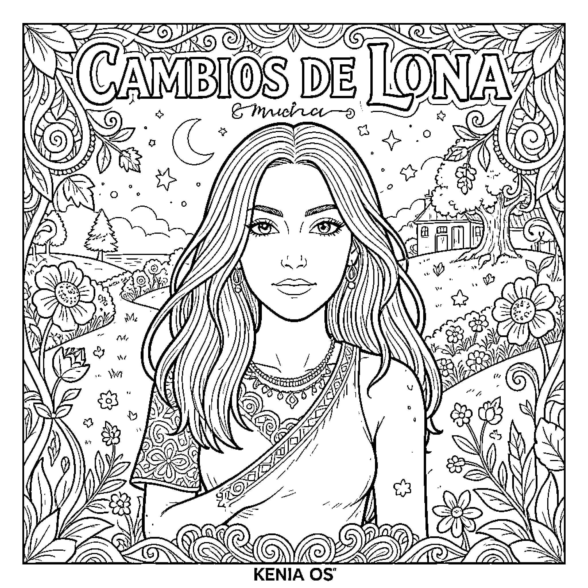 Kenia Os in a whimsical coloring page setting Coloring Page (free black-and-white line drawing printable PDF for all, from beginners to advanced learners, including children, teens, adults, and seniors)