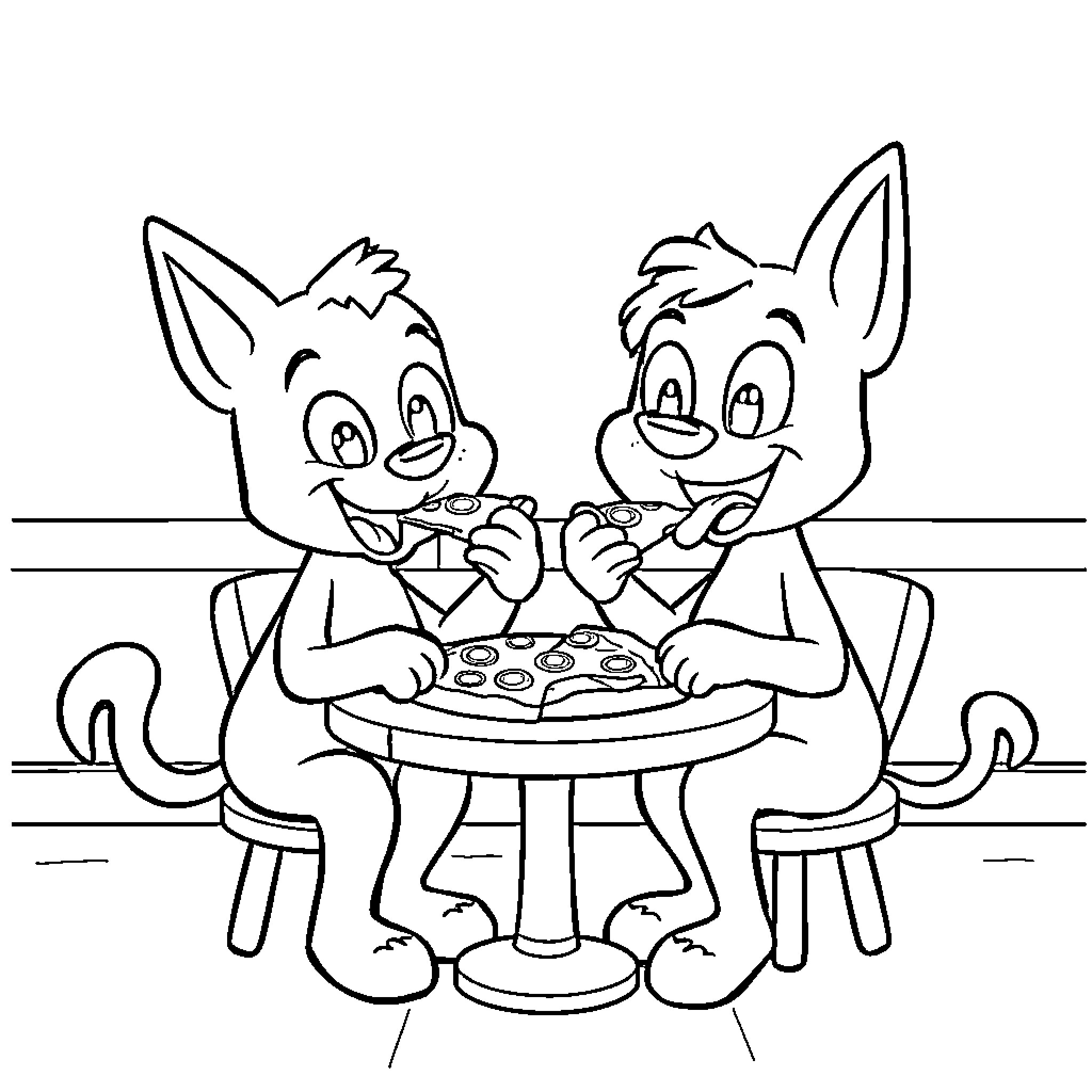 Bluey siblings playing together happily Coloring Page (free black-and-white line drawing printable PDF for all, from beginners to advanced learners, including children, teens, adults, and seniors)