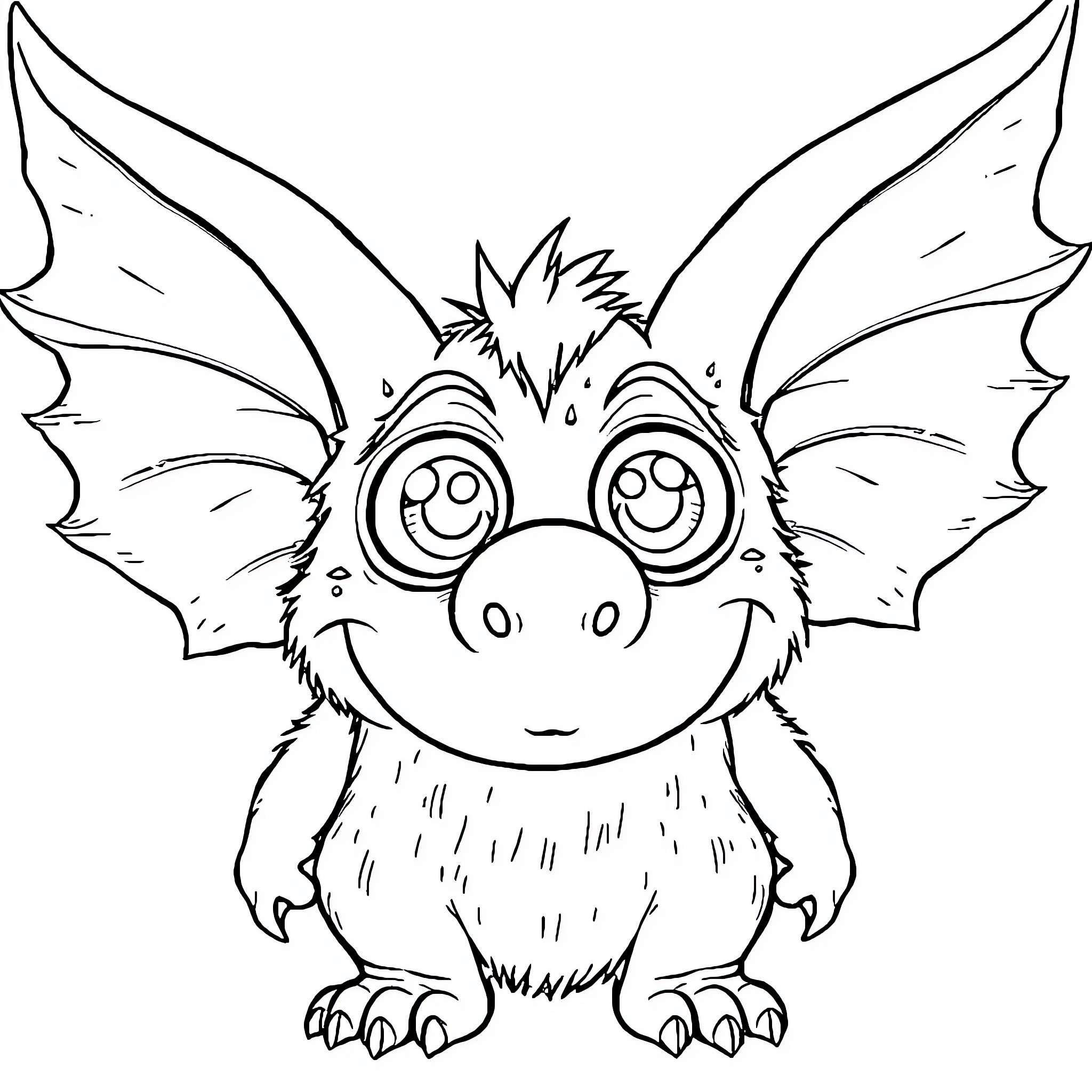 Monster with Amusing Facial Expression Coloring Page (free black-and-white line drawing printable PDF for all, from beginners to advanced learners, including children, teens, adults, and seniors)