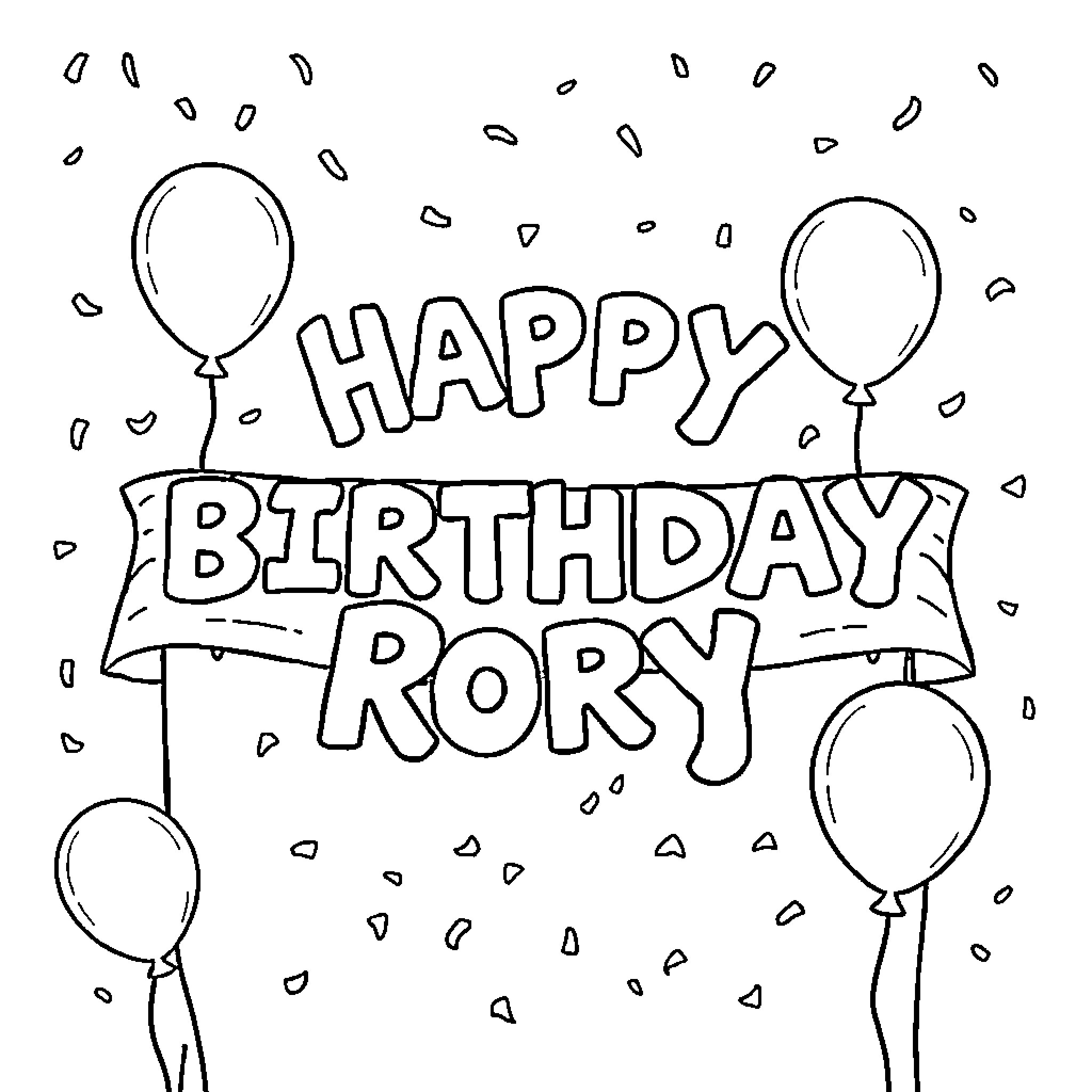 Birthday Celebration with Balloons Coloring Page (free black-and-white line drawing printable PDF for all, from beginners to advanced learners, including children, teens, adults, and seniors)