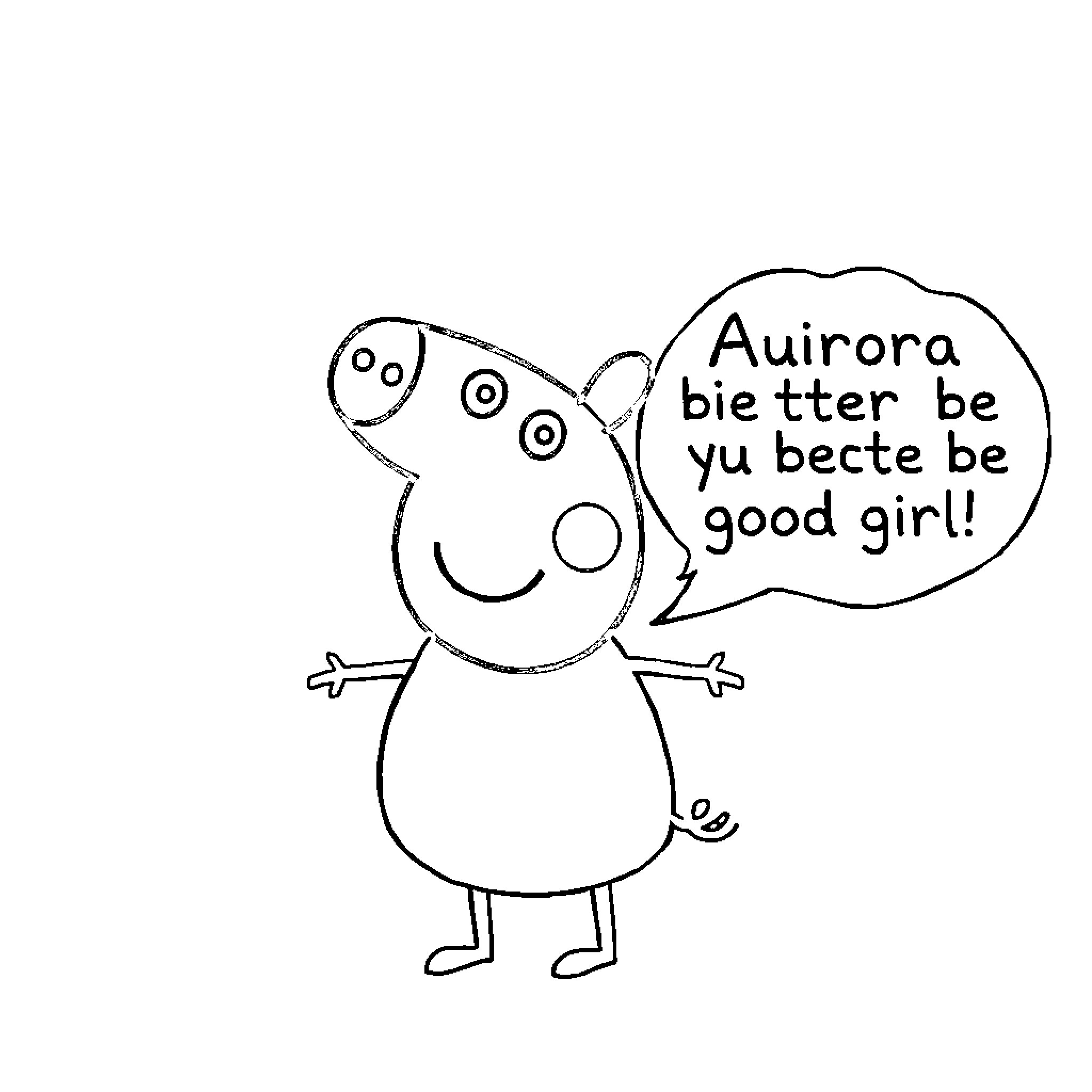 Peppa Pig encouraging good behavior Coloring Page (free black-and-white line drawing printable PDF for all, from beginners to advanced learners, including children, teens, adults, and seniors)