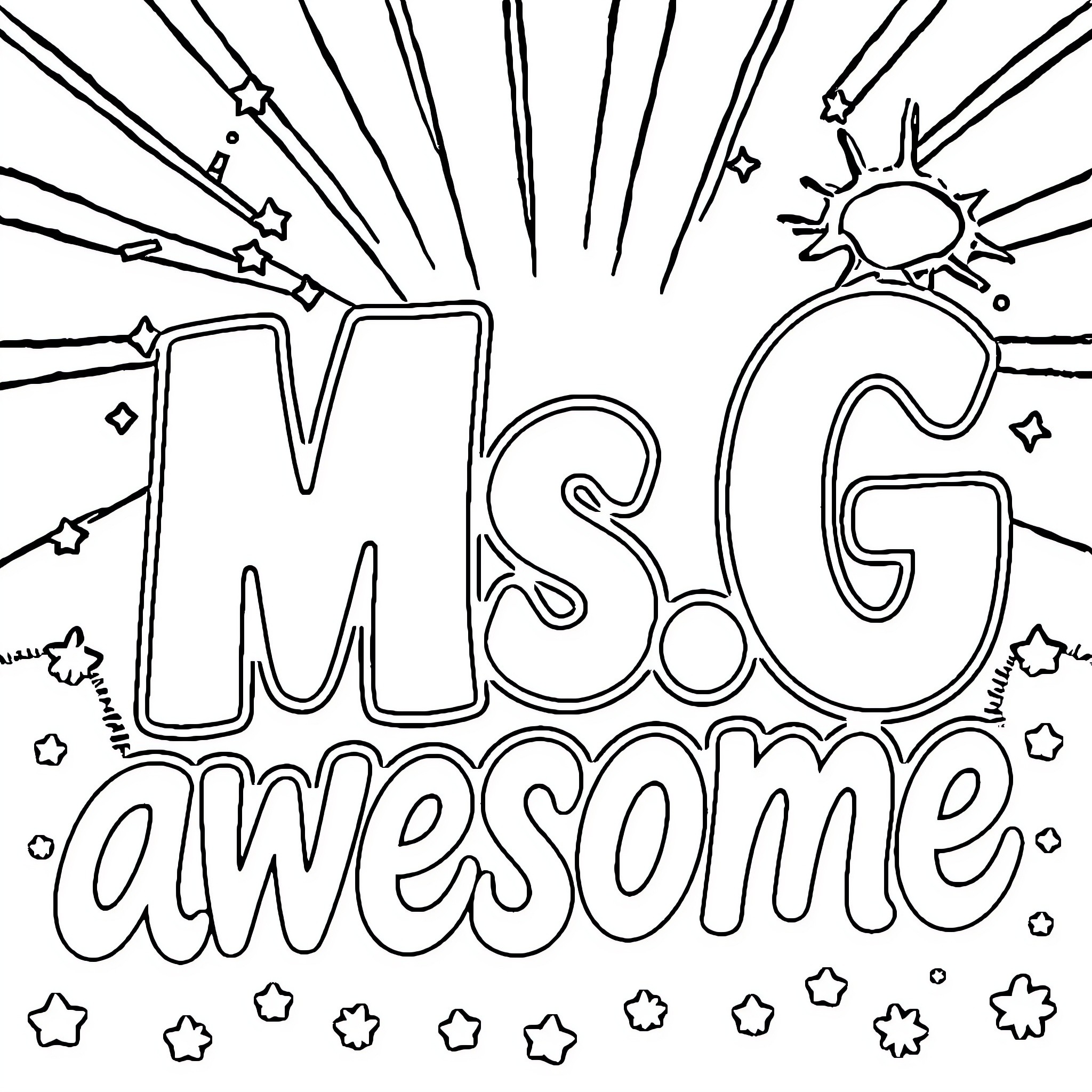 Ms. G's Awesome Artwork Coloring Page (free black-and-white line drawing printable PDF for all, from beginners to advanced learners, including children, teens, adults, and seniors)