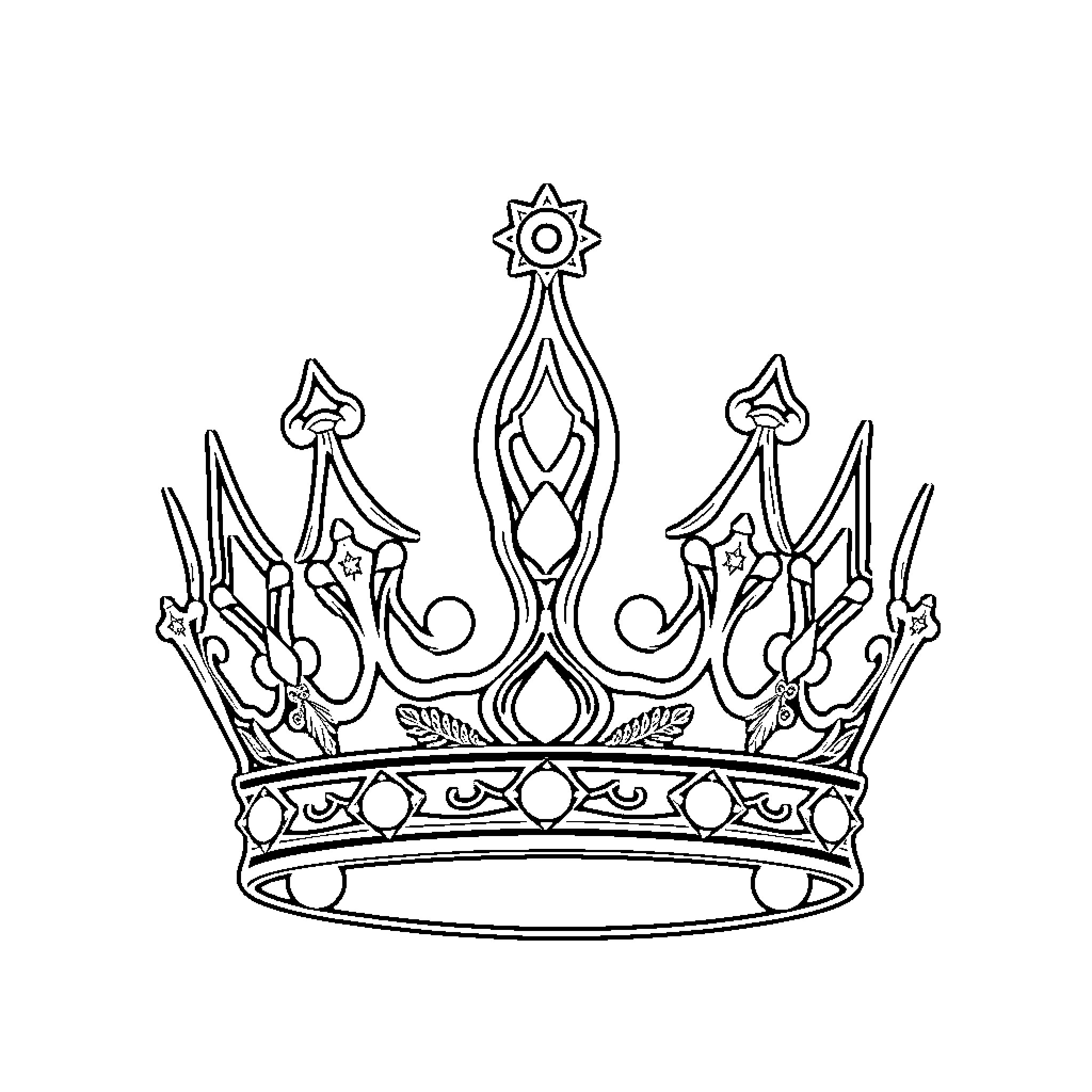 Crown of regal elegance and ornate design Coloring Page (free black-and-white line drawing printable PDF for all, from beginners to advanced learners, including children, teens, adults, and seniors)