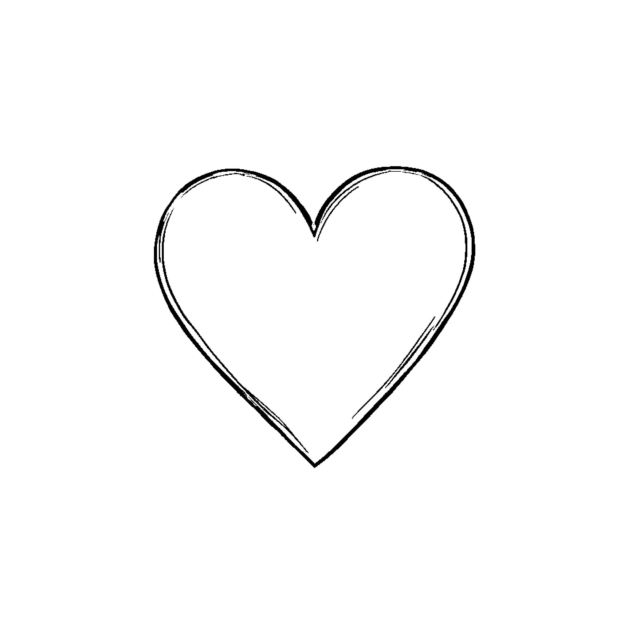 Heart in simple outline form Coloring Page (free black-and-white line drawing printable PDF for all, from beginners to advanced learners, including children, teens, adults, and seniors)