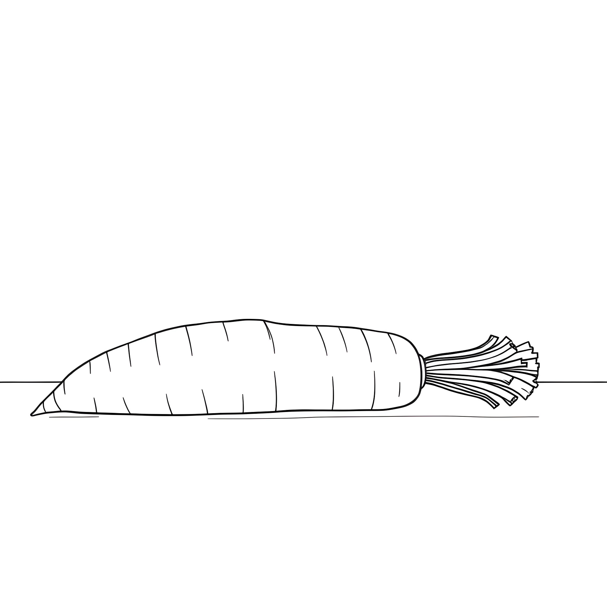 Carrot illustration with simple line art Coloring Page (free black-and-white line drawing printable PDF for all, from beginners to advanced learners, including children, teens, adults, and seniors)