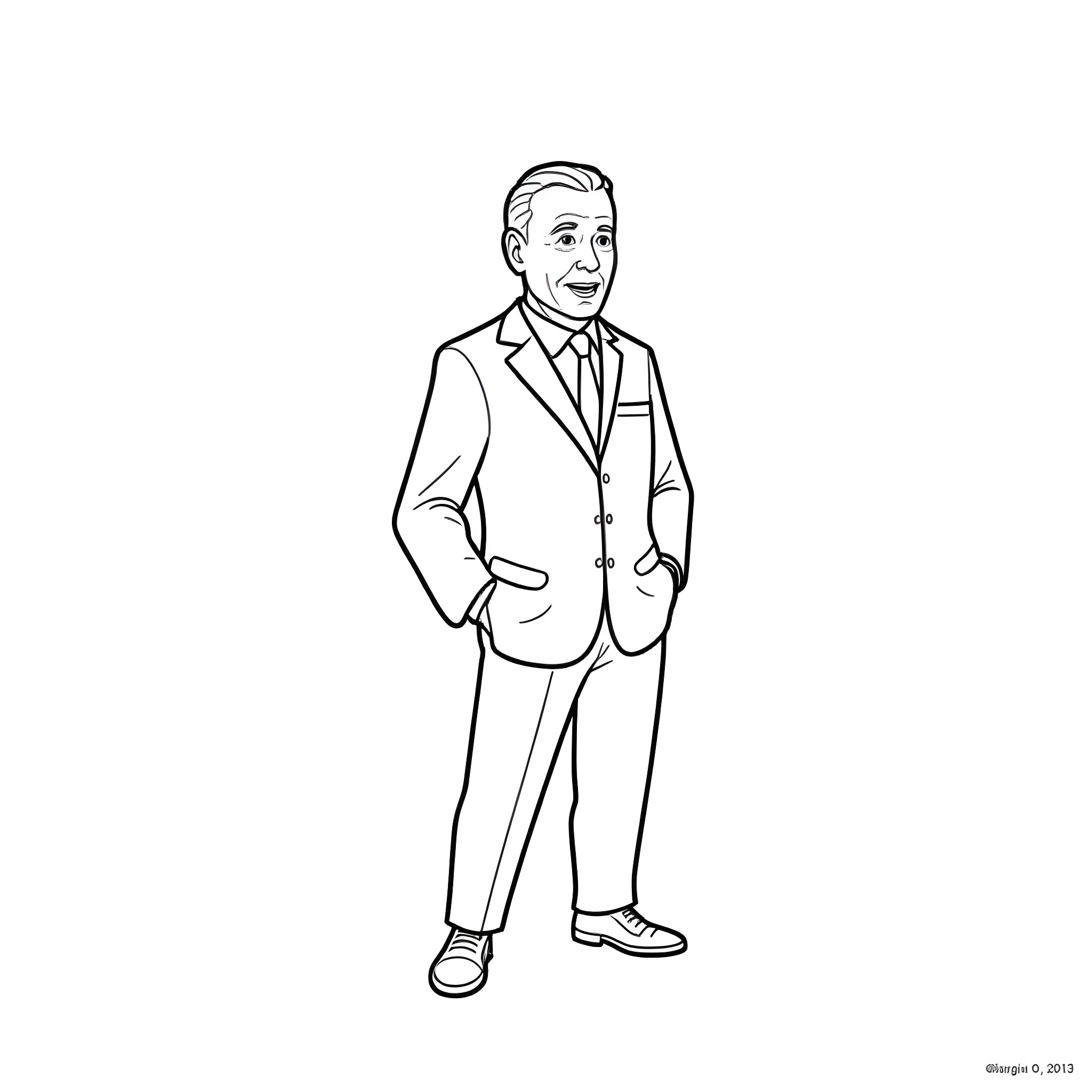 Joe Biden standing in formal attire Coloring Page (free black-and-white line drawing printable PDF for all, from beginners to advanced learners, including children, teens, adults, and seniors)