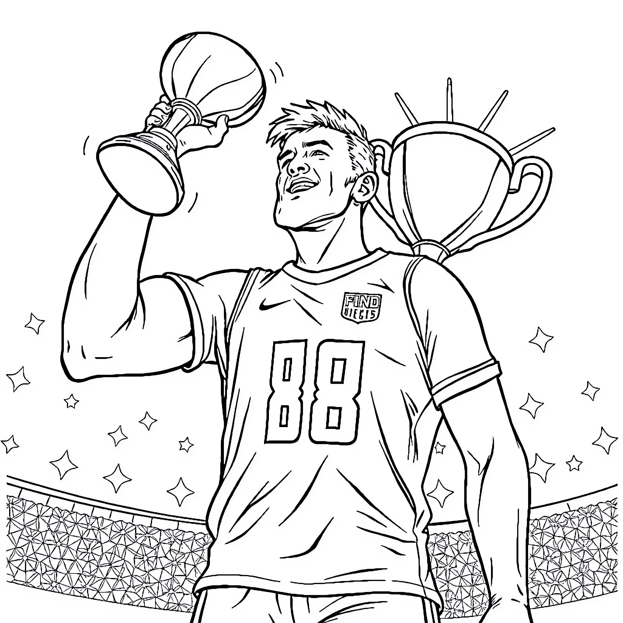 Vanyak's Soccer Victory Celebration Coloring Page (free black-and-white line drawing printable PDF for all, from beginners to advanced learners, including children, teens, adults, and seniors)