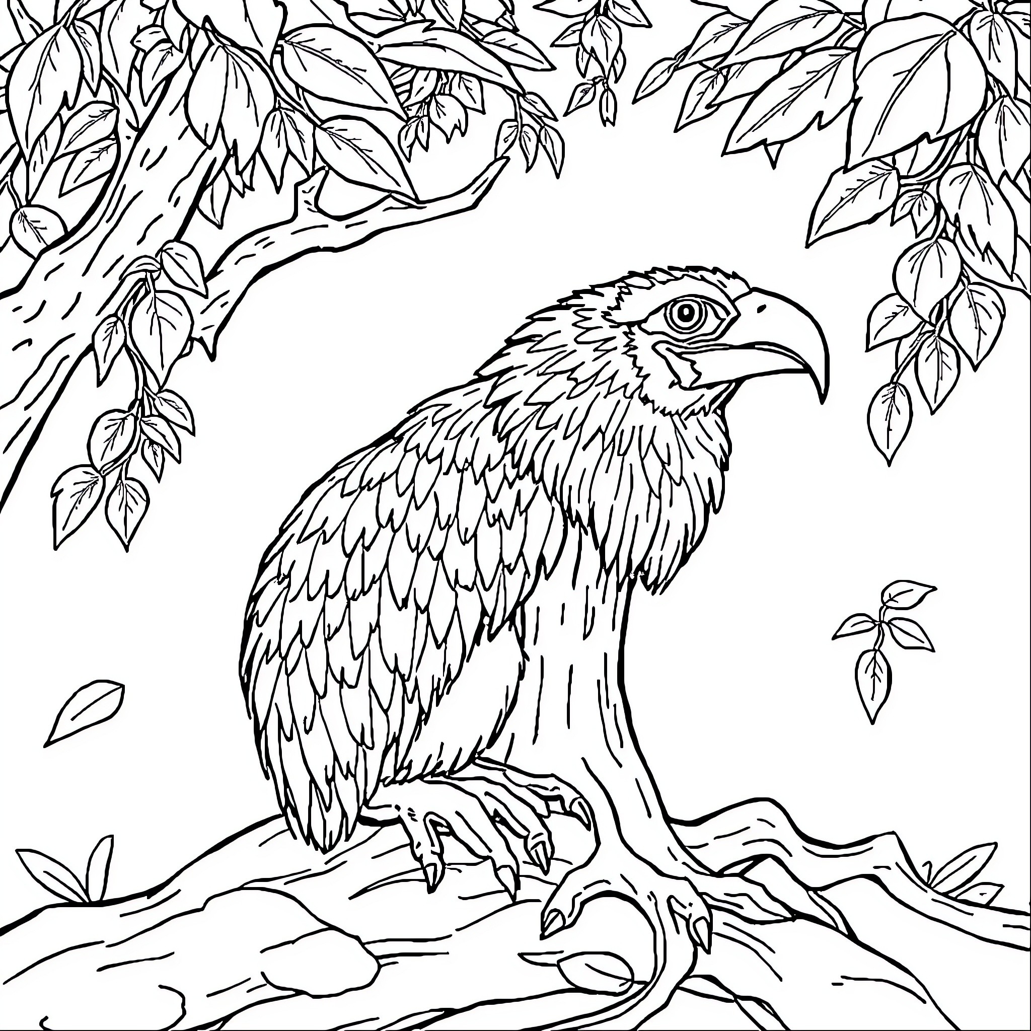 Forest Animal in Wilderness Coloring Page (free black-and-white line drawing printable PDF for all, from beginners to advanced learners, including children, teens, adults, and seniors)