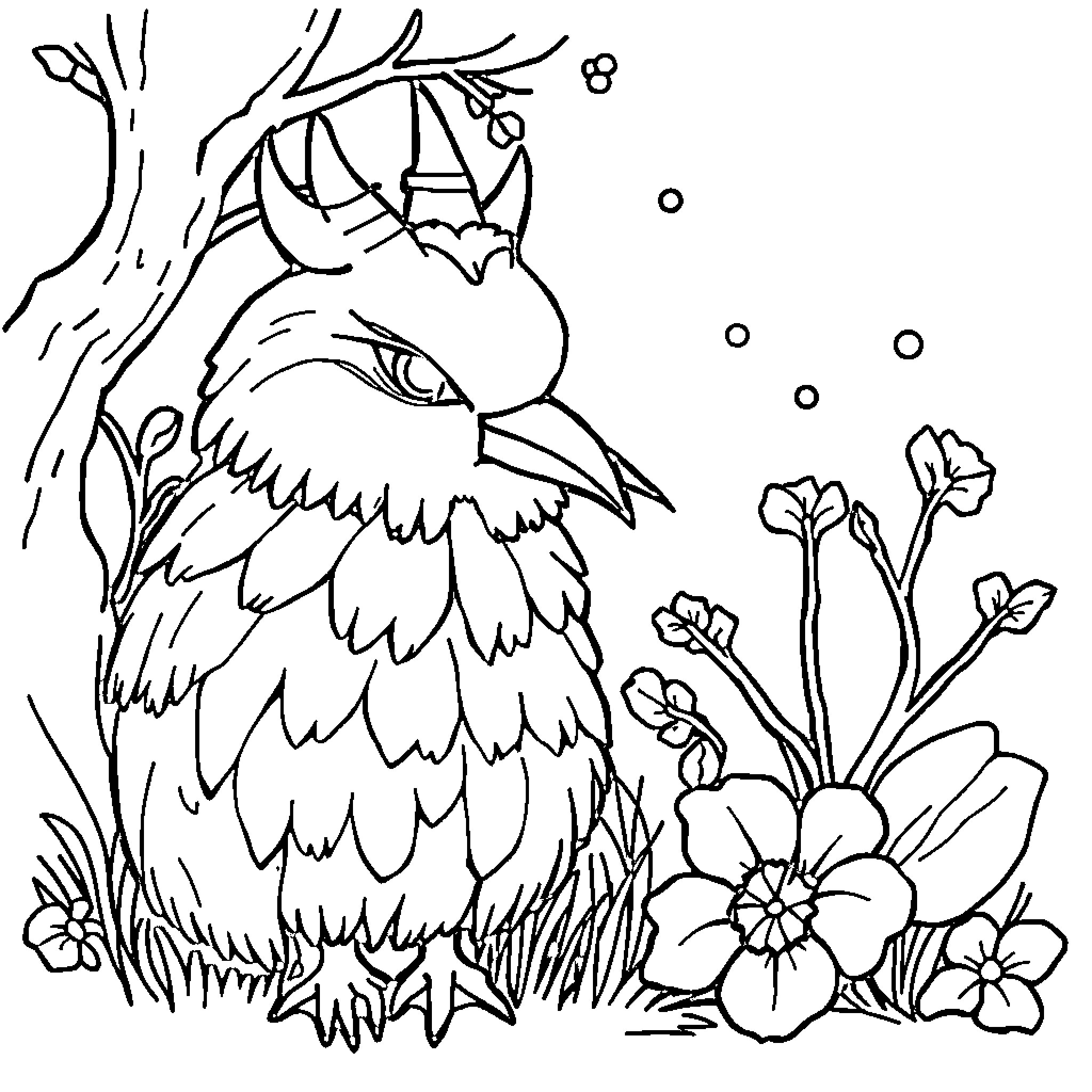 Dot to Dot Bird Amid Blooming Flowers Coloring Page (free black-and-white line drawing printable PDF for all, from beginners to advanced learners, including children, teens, adults, and seniors)
