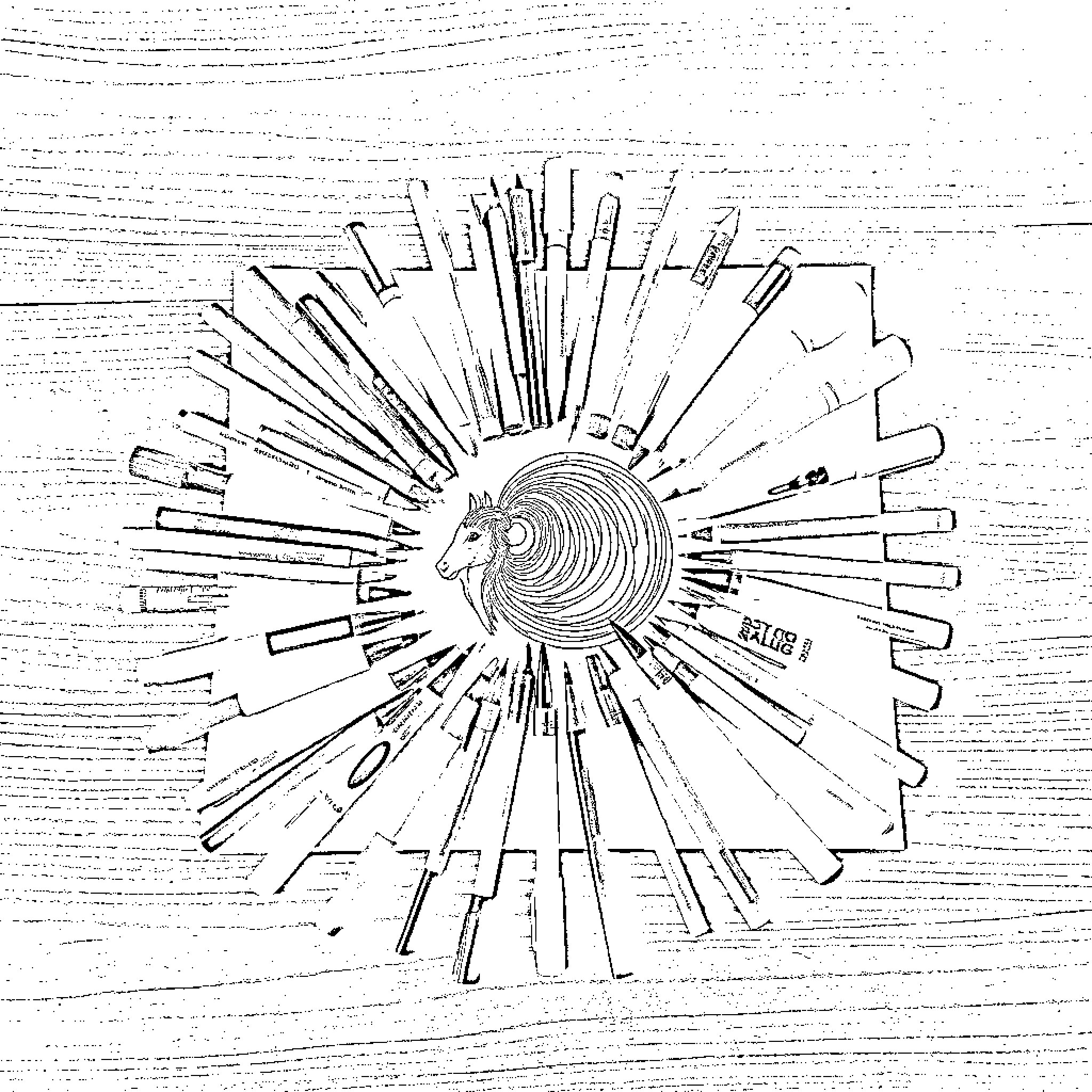 Tool Depicting Burst of Energy and Motion Coloring Page (free black-and-white line drawing printable PDF for all, from beginners to advanced learners, including children, teens, adults, and seniors)