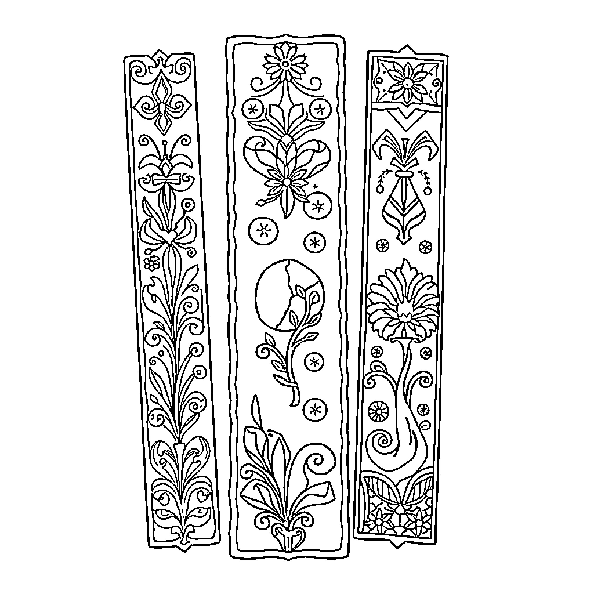 Palestine Traditional Floral Decorative Patterns Coloring Page (free black-and-white line drawing printable PDF for all, from beginners to advanced learners, including children, teens, adults, and seniors)