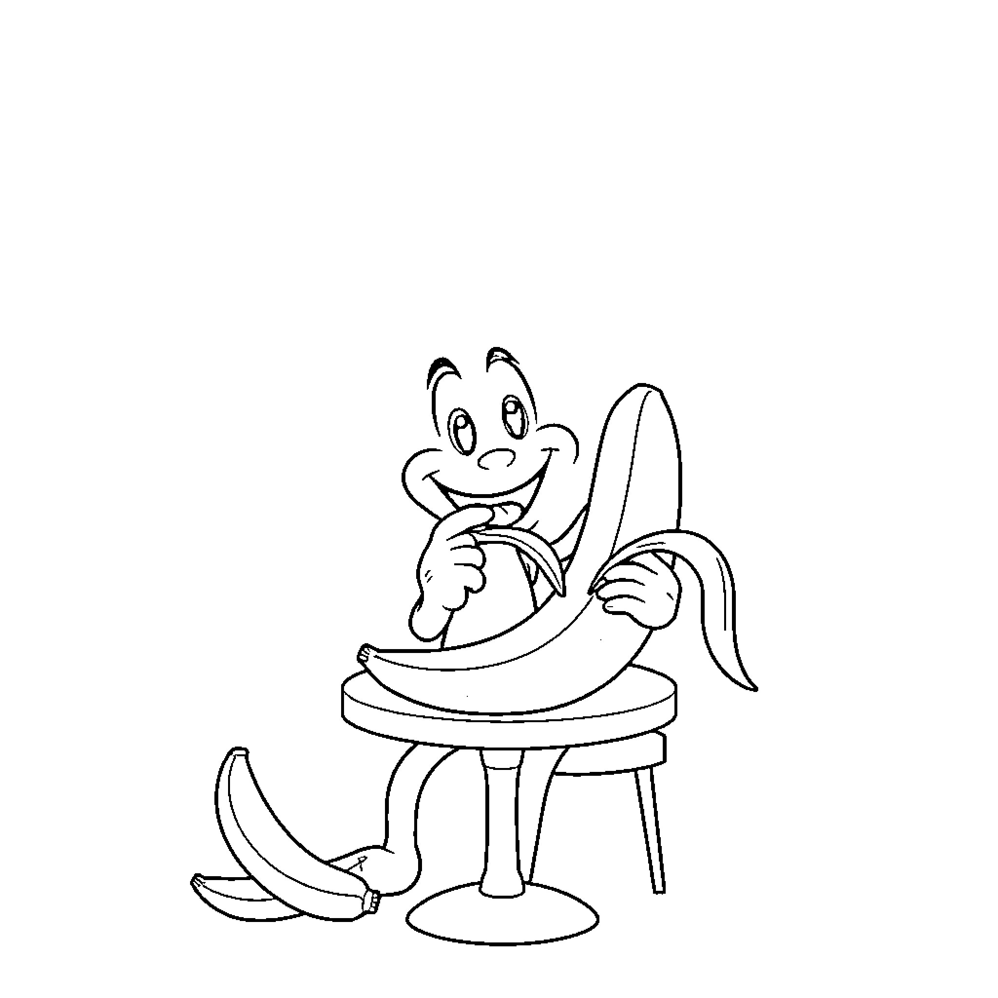 Albedo Cartoon Character Relaxing on Chair Coloring Page (free black-and-white line drawing printable PDF for all, from beginners to advanced learners, including children, teens, adults, and seniors)