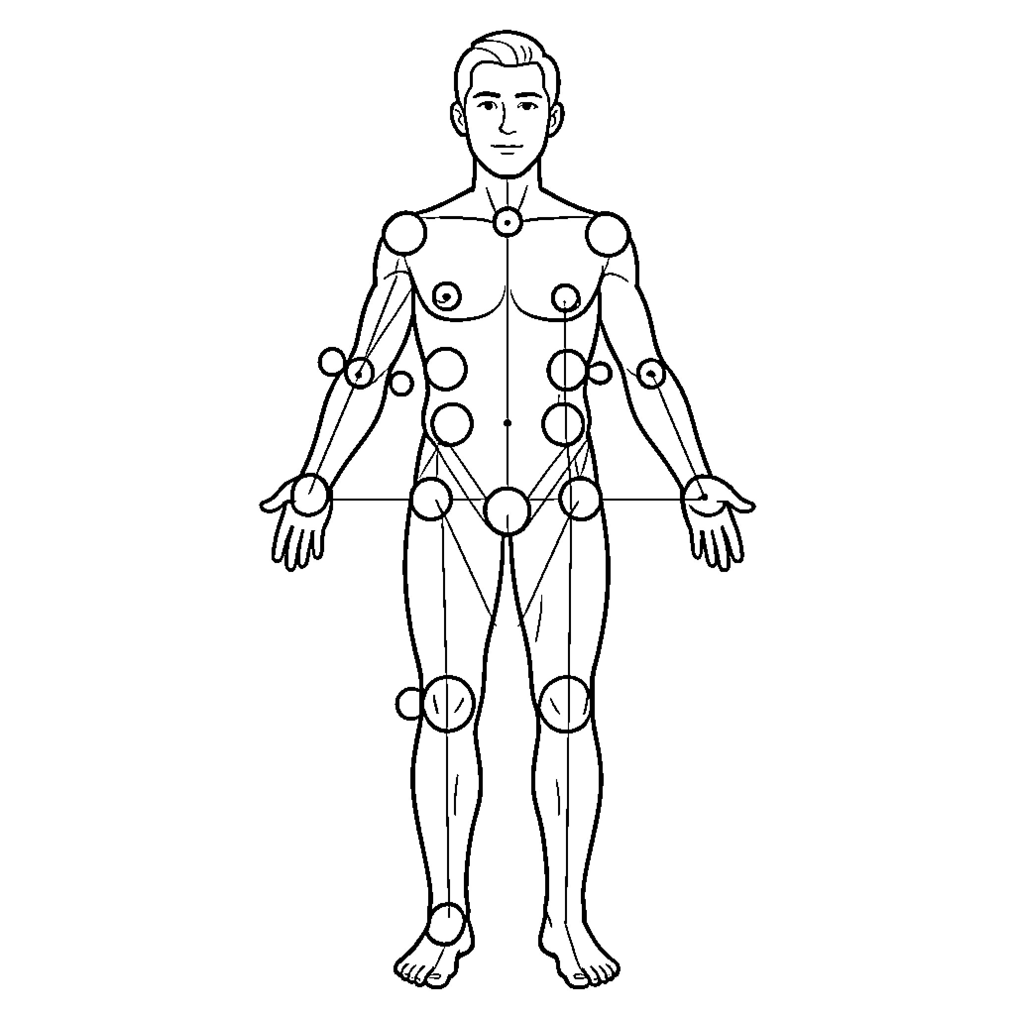 Human Body Proportions Diagram Coloring Page (free black-and-white line drawing printable PDF for all, from beginners to advanced learners, including children, teens, adults, and seniors)