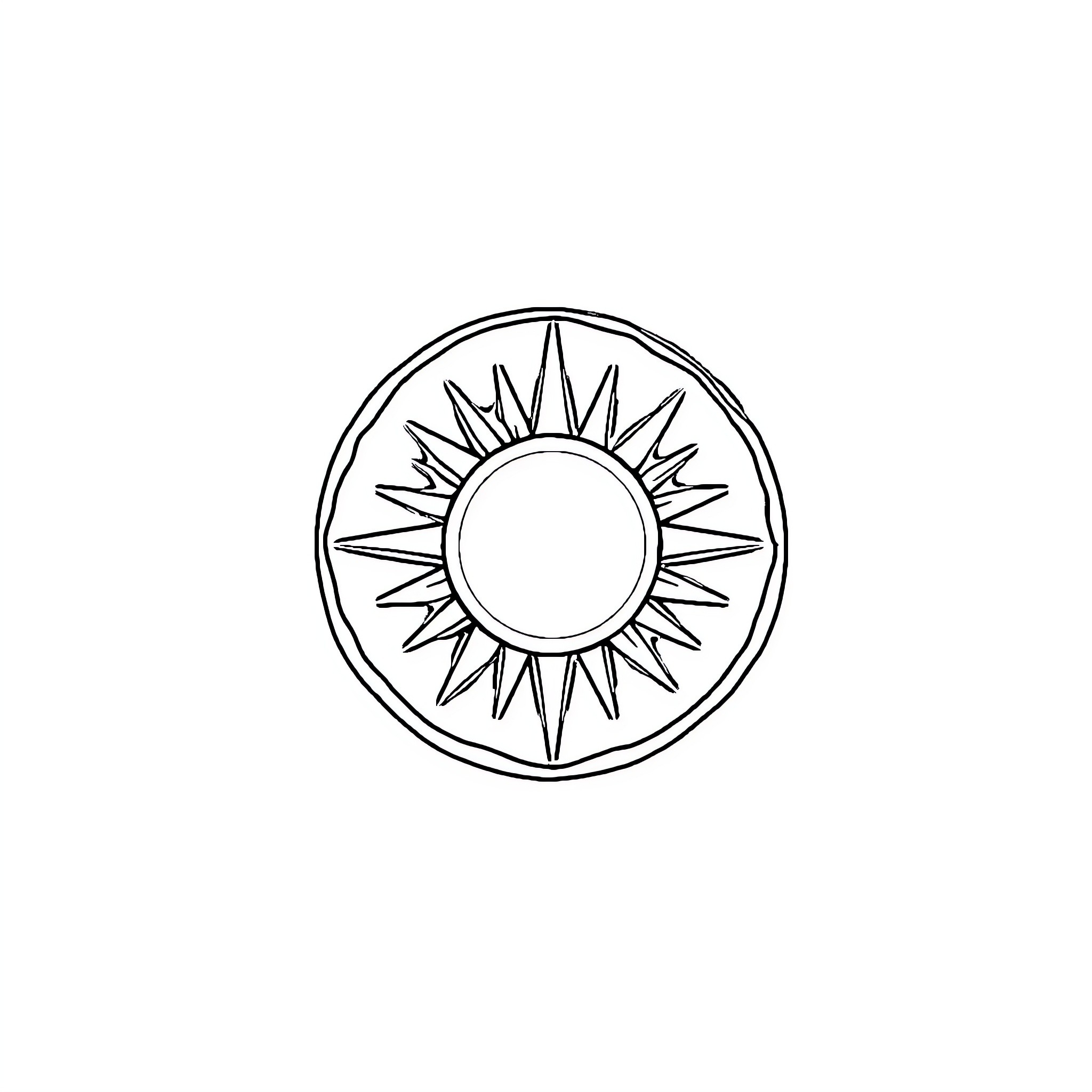 Sun Bursting Radiant Mandala Coloring Page (free black-and-white line drawing printable PDF for all, from beginners to advanced learners, including children, teens, adults, and seniors)