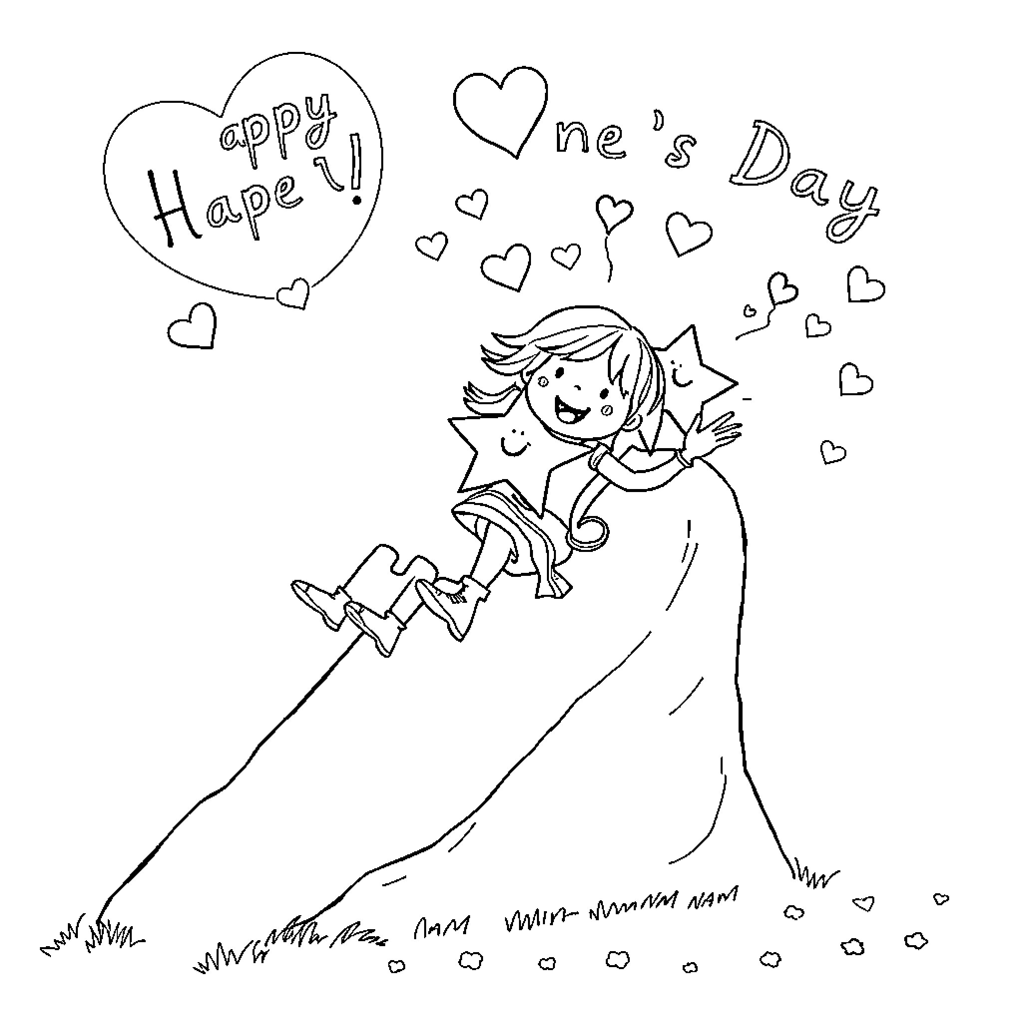 Star celebrates Valentine's Day with joy Coloring Page (free black-and-white line drawing printable PDF for all, from beginners to advanced learners, including children, teens, adults, and seniors)