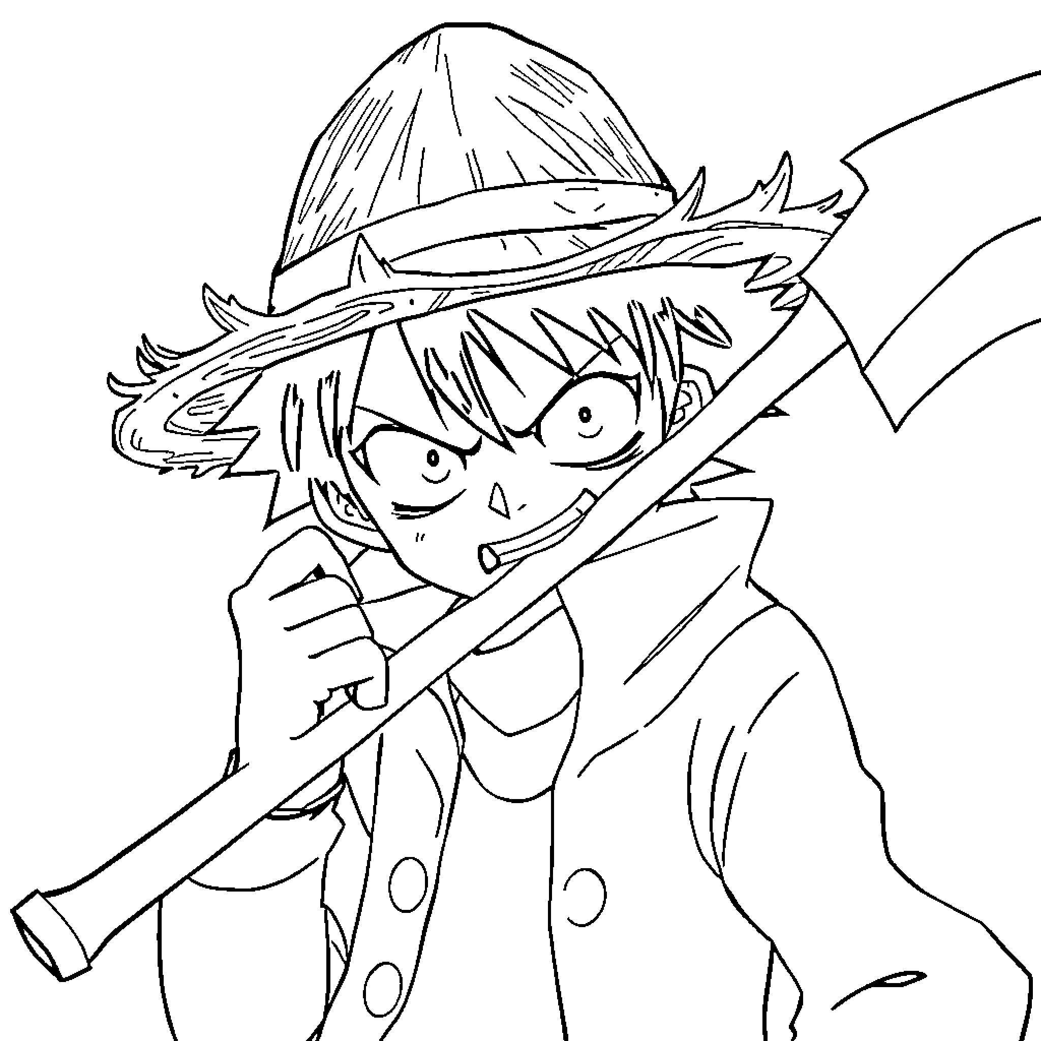 Character in Adventure with Fishing Pole Coloring Page (free black-and-white line drawing printable PDF for all, from beginners to advanced learners, including children, teens, adults, and seniors)