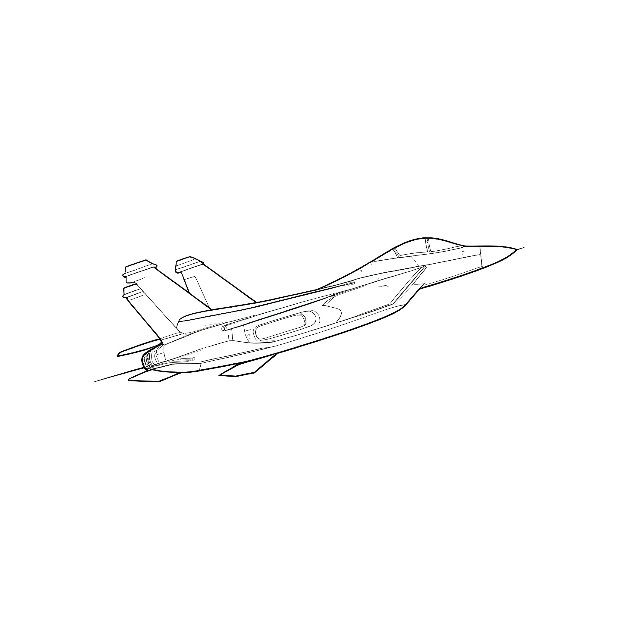 F22 fighter jet in flight Coloring Page (free black-and-white line drawing printable PDF for all, from beginners to advanced learners, including children, teens, adults, and seniors)