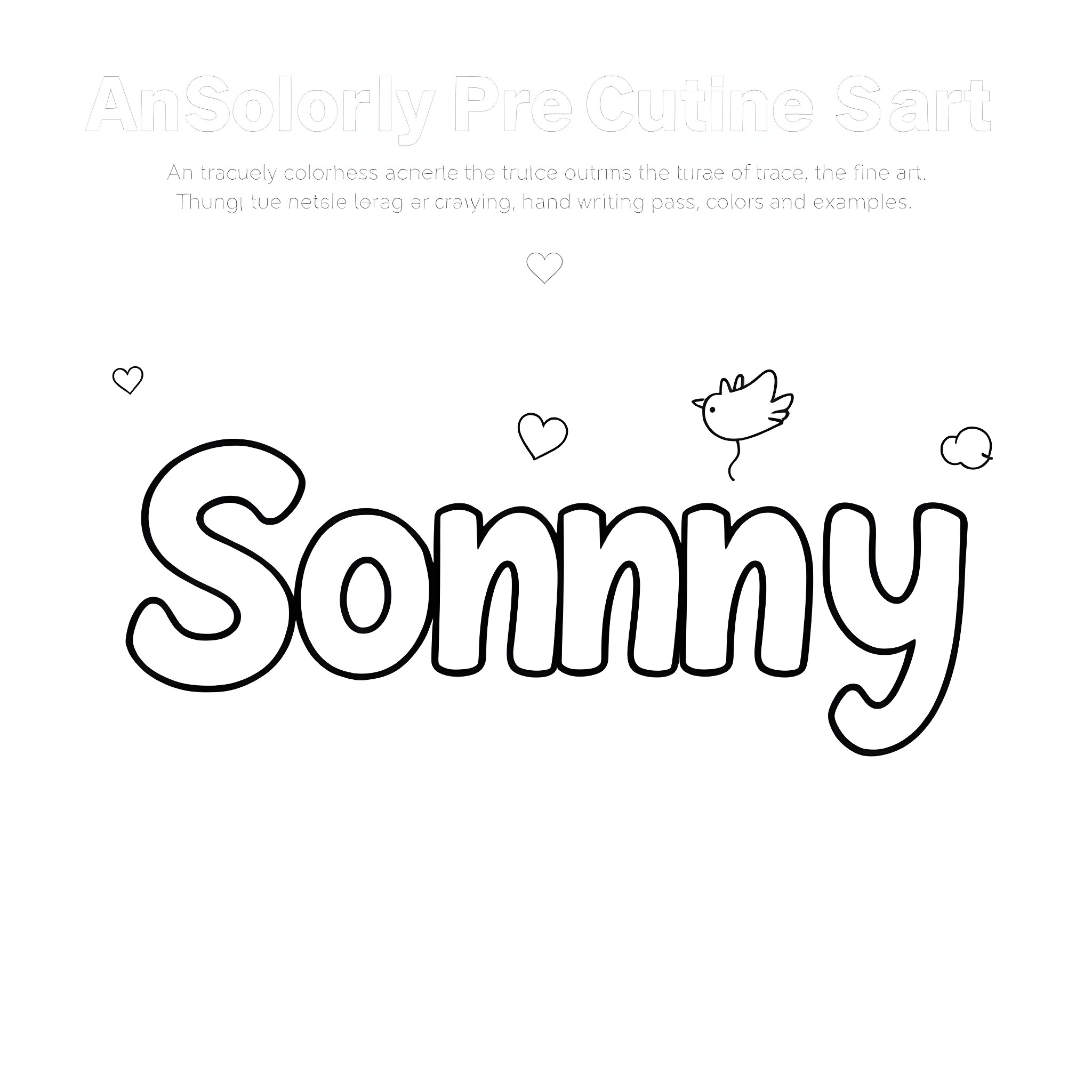 Sonny's Whimsical and Playful Scene Coloring Page (free black-and-white line drawing printable PDF for all, from beginners to advanced learners, including children, teens, adults, and seniors)