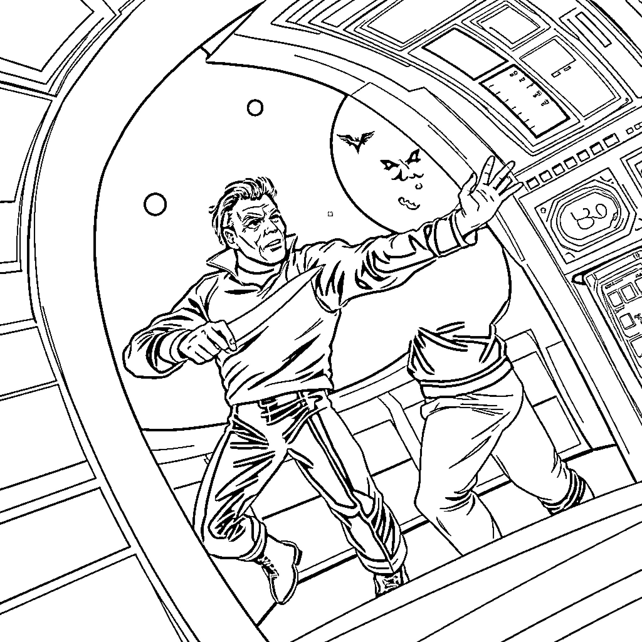 Michael Myers: Stalking and Menacing Presence Coloring Page (free black-and-white line drawing printable PDF for all, from beginners to advanced learners, including children, teens, adults, and seniors)