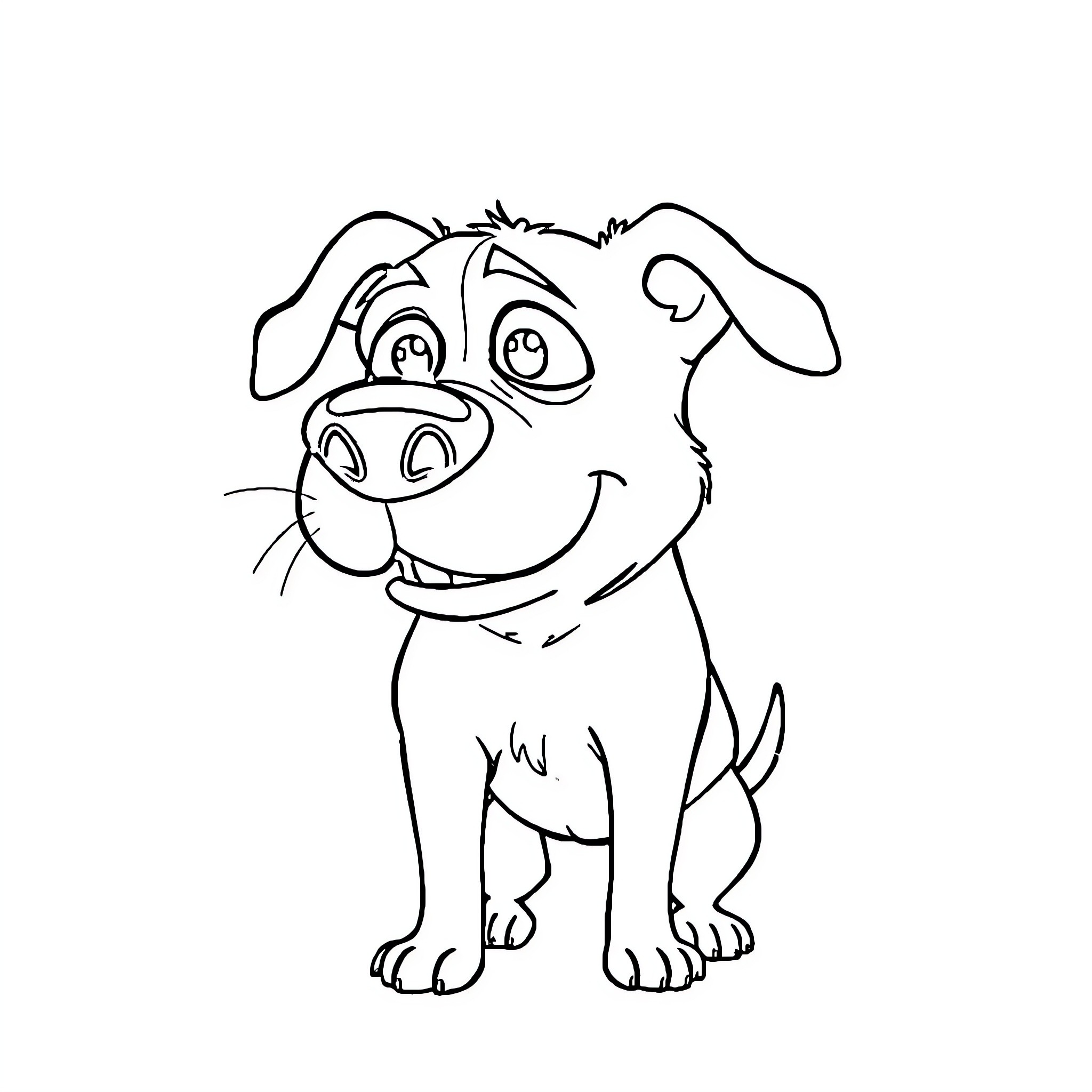 Dog with comical expression and floppy ears Coloring Page (free black-and-white line drawing printable PDF for all, from beginners to advanced learners, including children, teens, adults, and seniors)