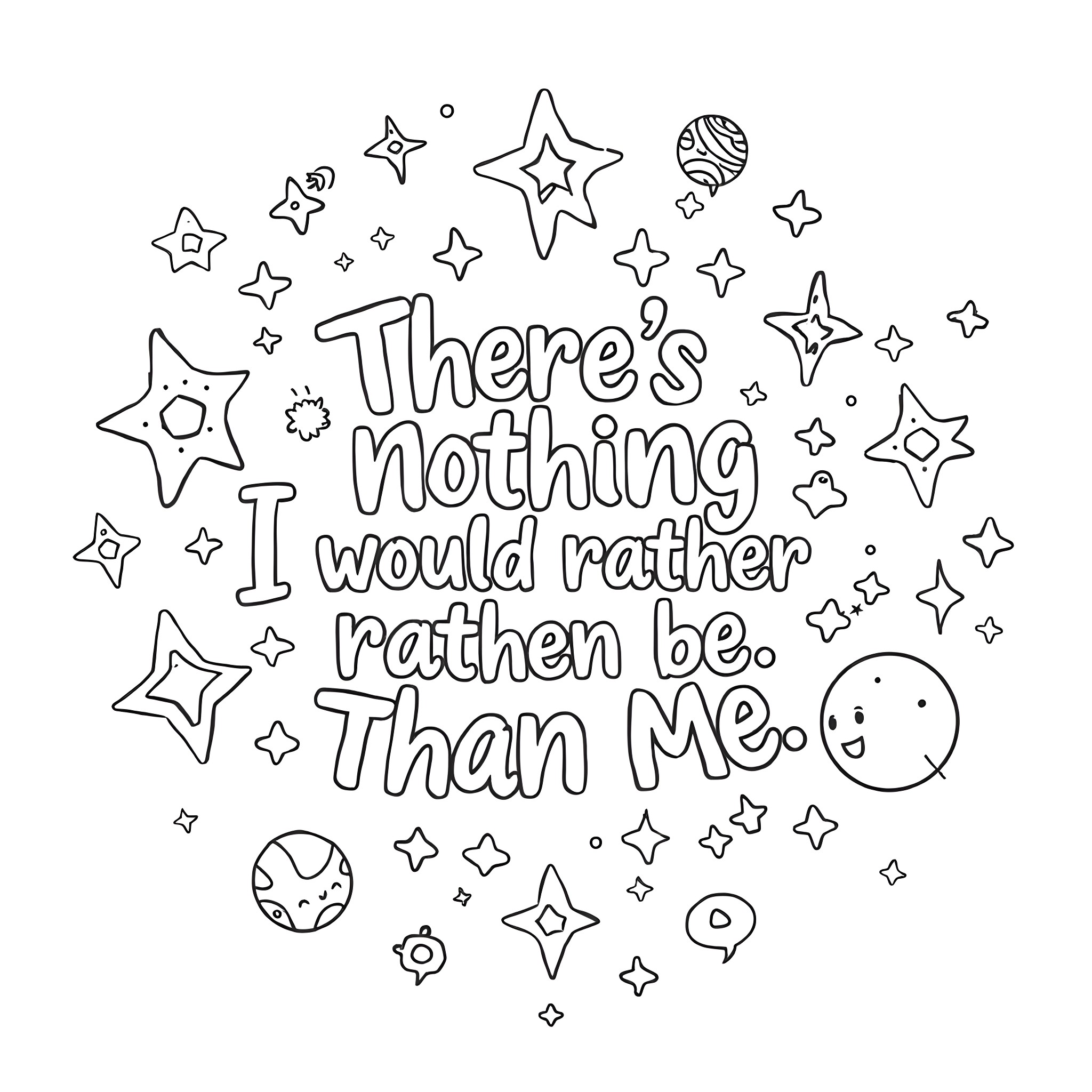 Quote about Preferring Oneself over Others Coloring Page (free black-and-white line drawing printable PDF for all, from beginners to advanced learners, including children, teens, adults, and seniors)