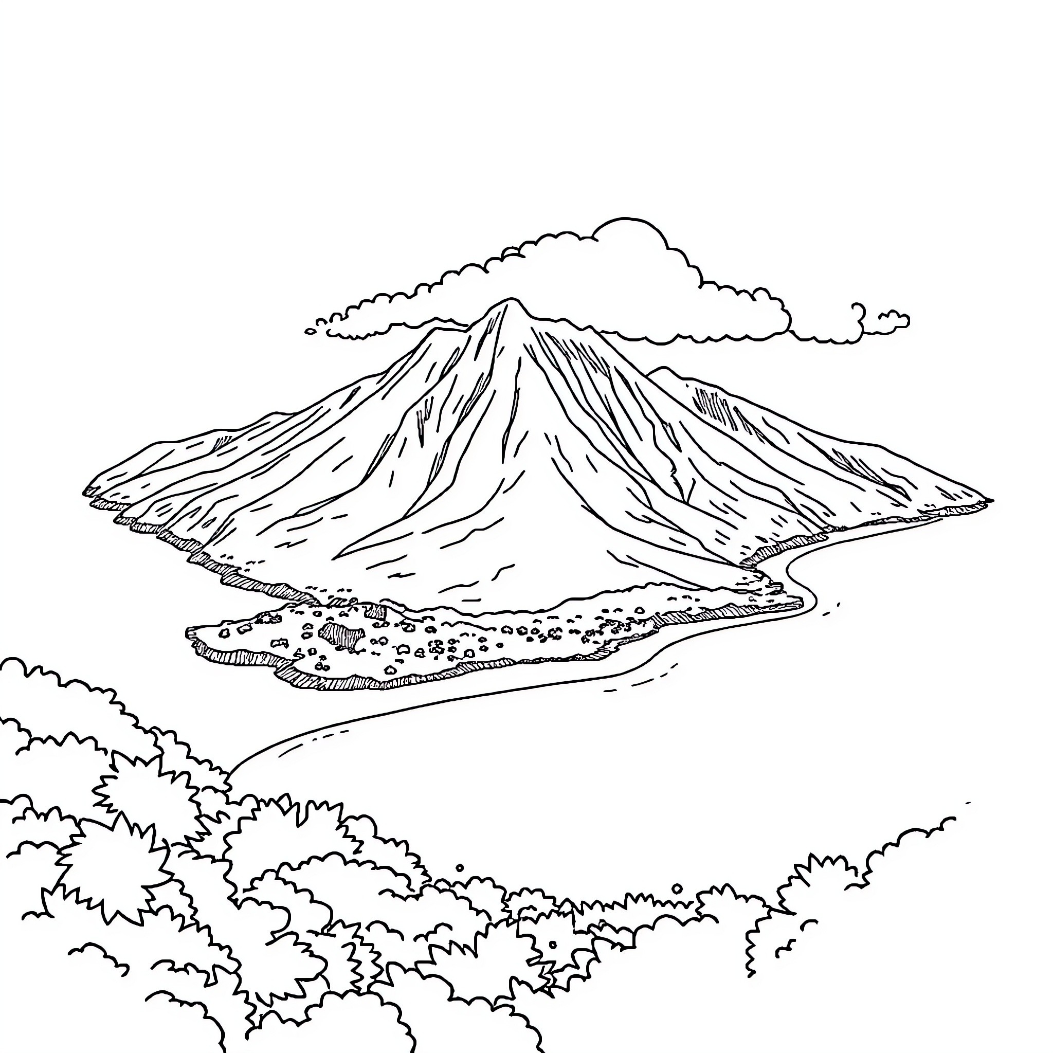 Montserrat mountain landscape sketch Coloring Page (free black-and-white line drawing printable PDF for all, from beginners to advanced learners, including children, teens, adults, and seniors)