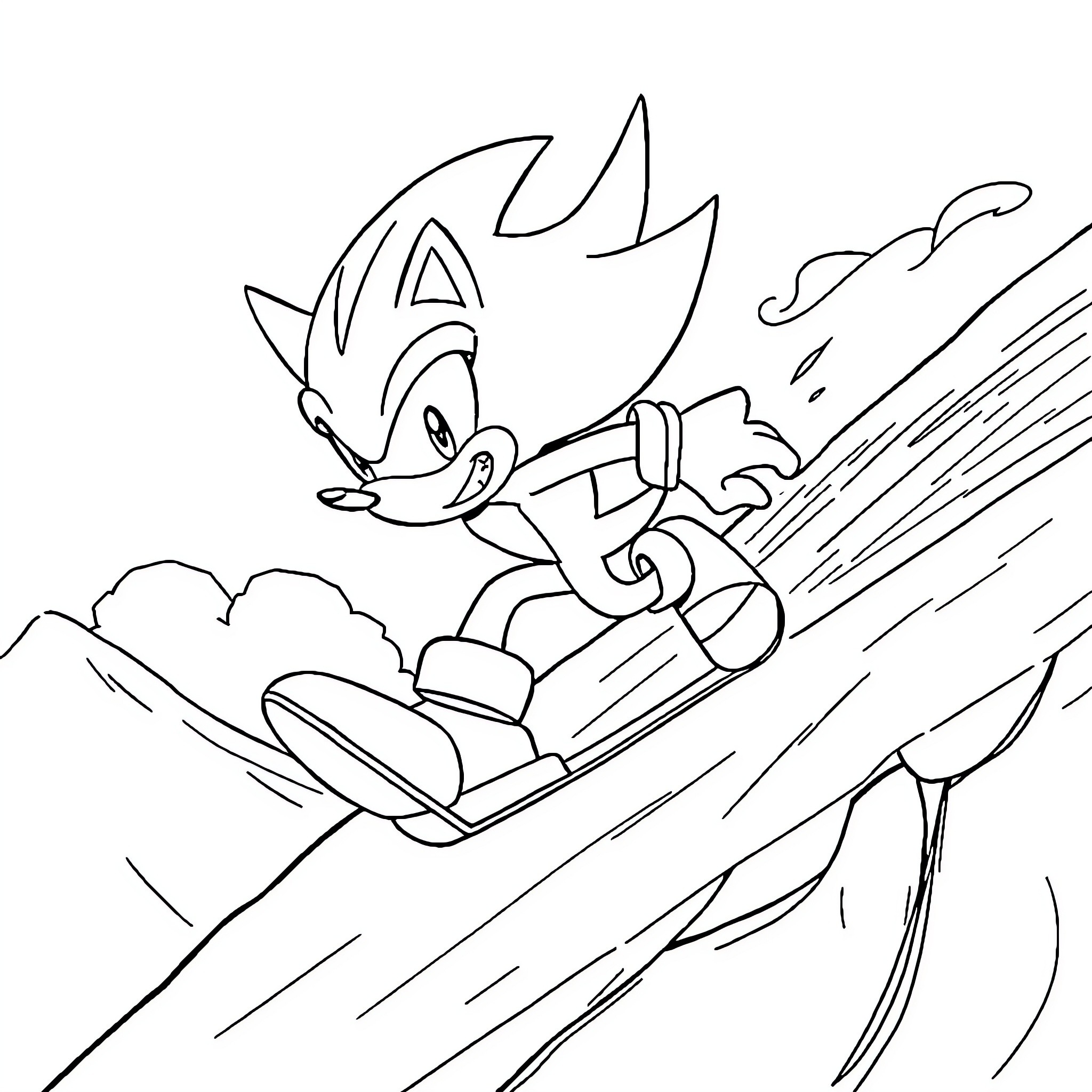 Shadow racing down a steep mountain slope Coloring Page (free black-and-white line drawing printable PDF for all, from beginners to advanced learners, including children, teens, adults, and seniors)