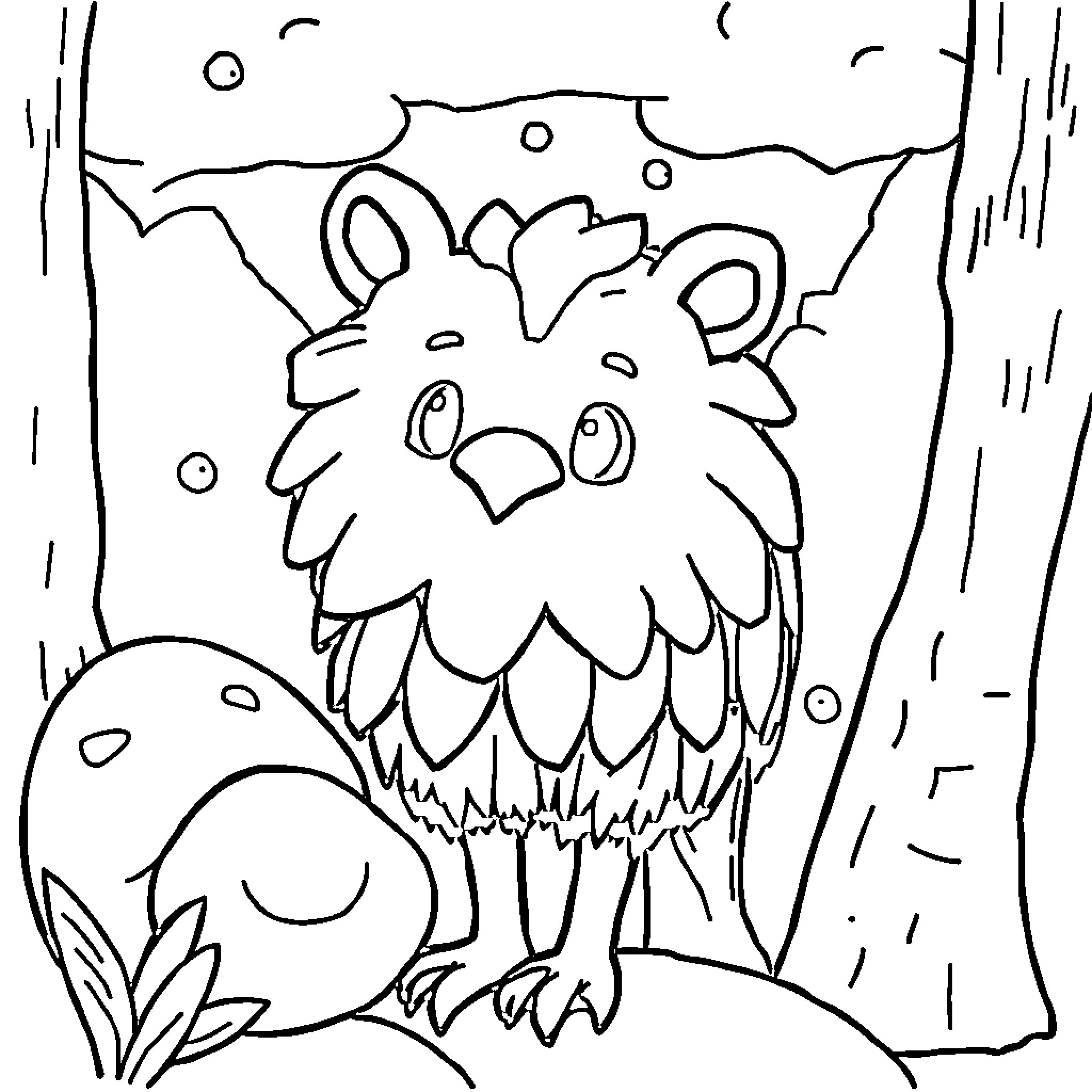 Penguin braving the winter storm Coloring Page (free black-and-white line drawing printable PDF for all, from beginners to advanced learners, including children, teens, adults, and seniors)