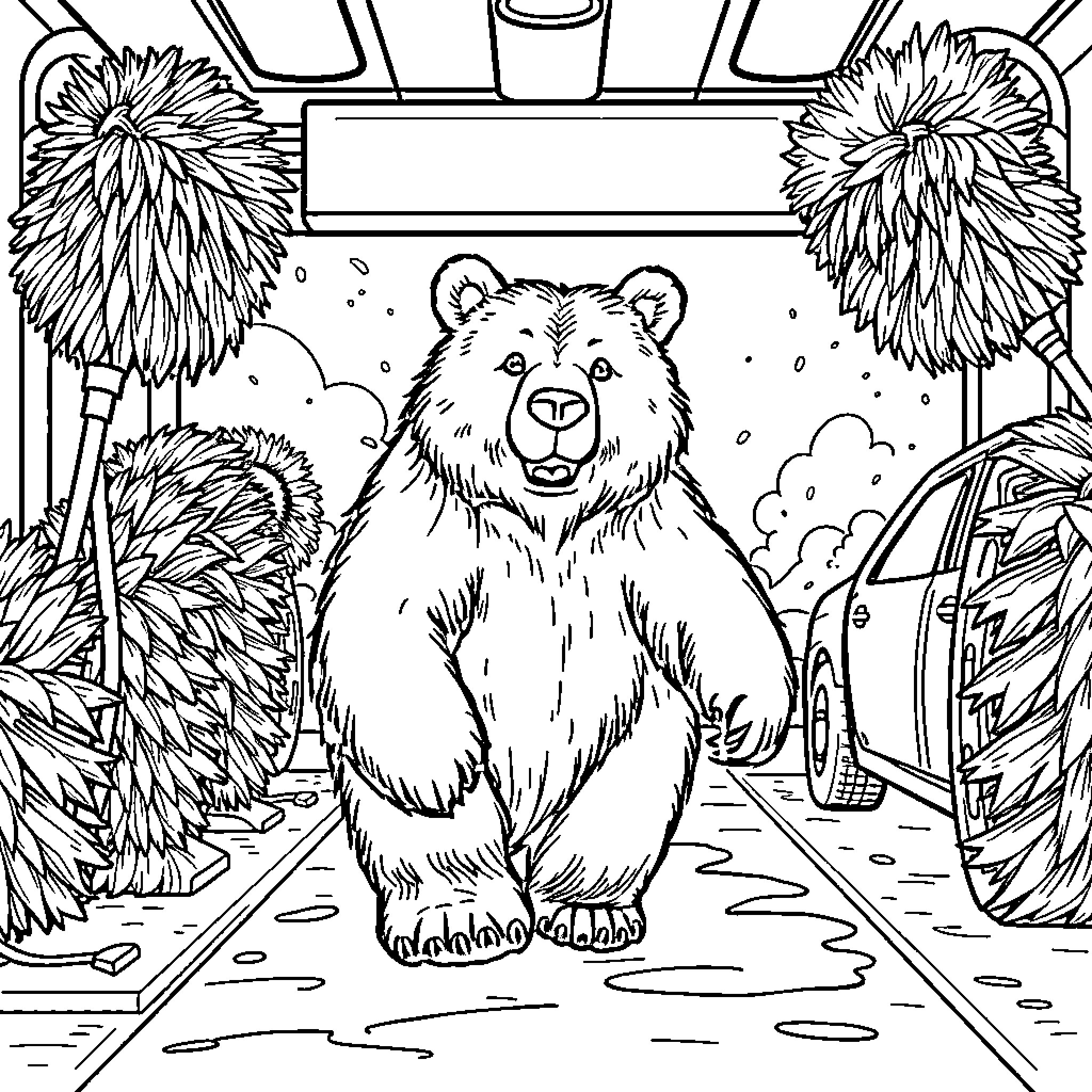 Bear standing in a snow-covered scene Coloring Page (free black-and-white line drawing printable PDF for all, from beginners to advanced learners, including children, teens, adults, and seniors)
