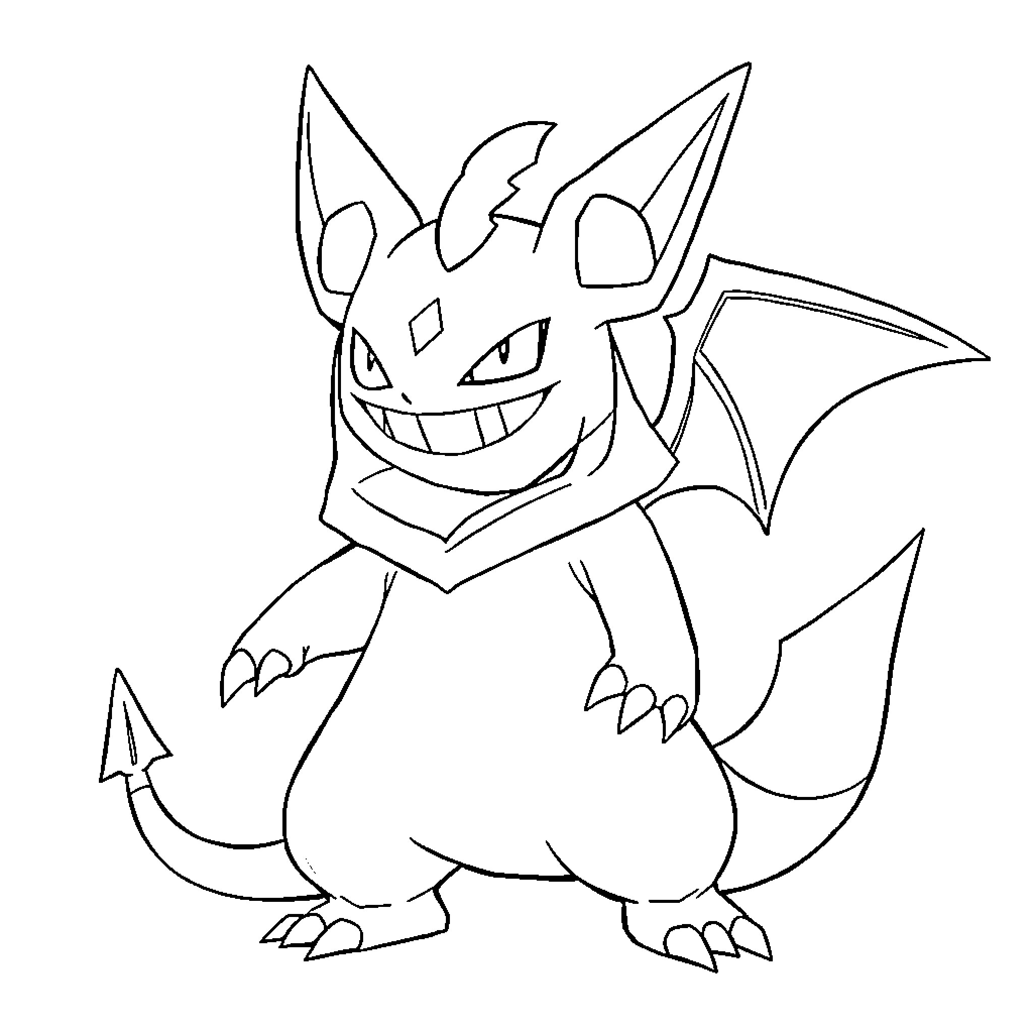 Gengar smiling mischievously in a simple sketch Coloring Page (free black-and-white line drawing printable PDF for all, from beginners to advanced learners, including children, teens, adults, and seniors)