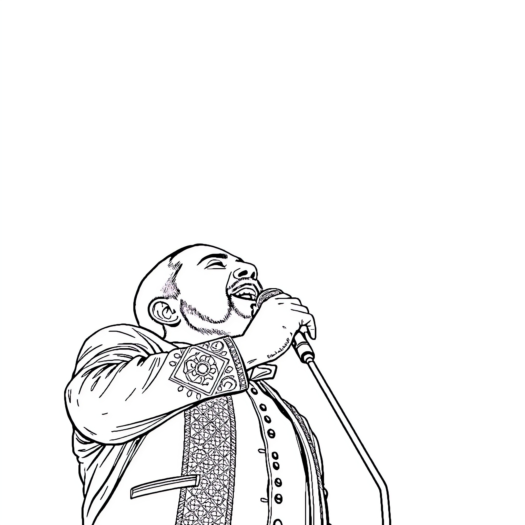 Benito Juárez delivering a passionate speech Coloring Page (free black-and-white line drawing printable PDF for all, from beginners to advanced learners, including children, teens, adults, and seniors)