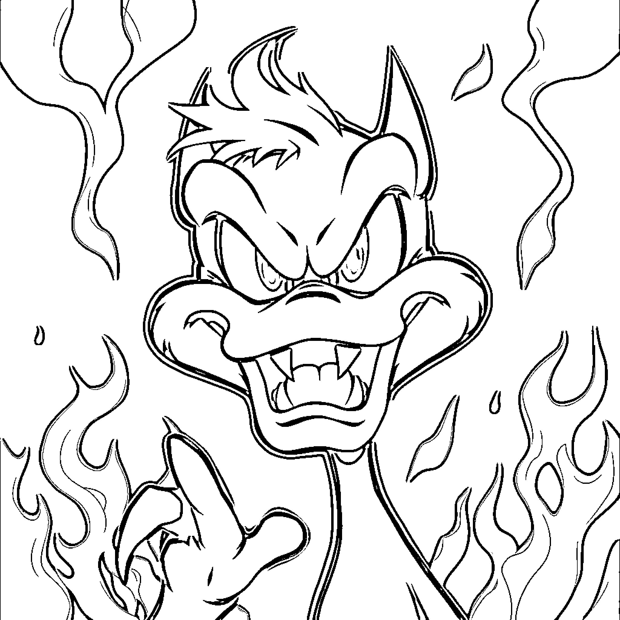 Daffy Duck's fiery and intense expression Coloring Page (free black-and-white line drawing printable PDF for all, from beginners to advanced learners, including children, teens, adults, and seniors)