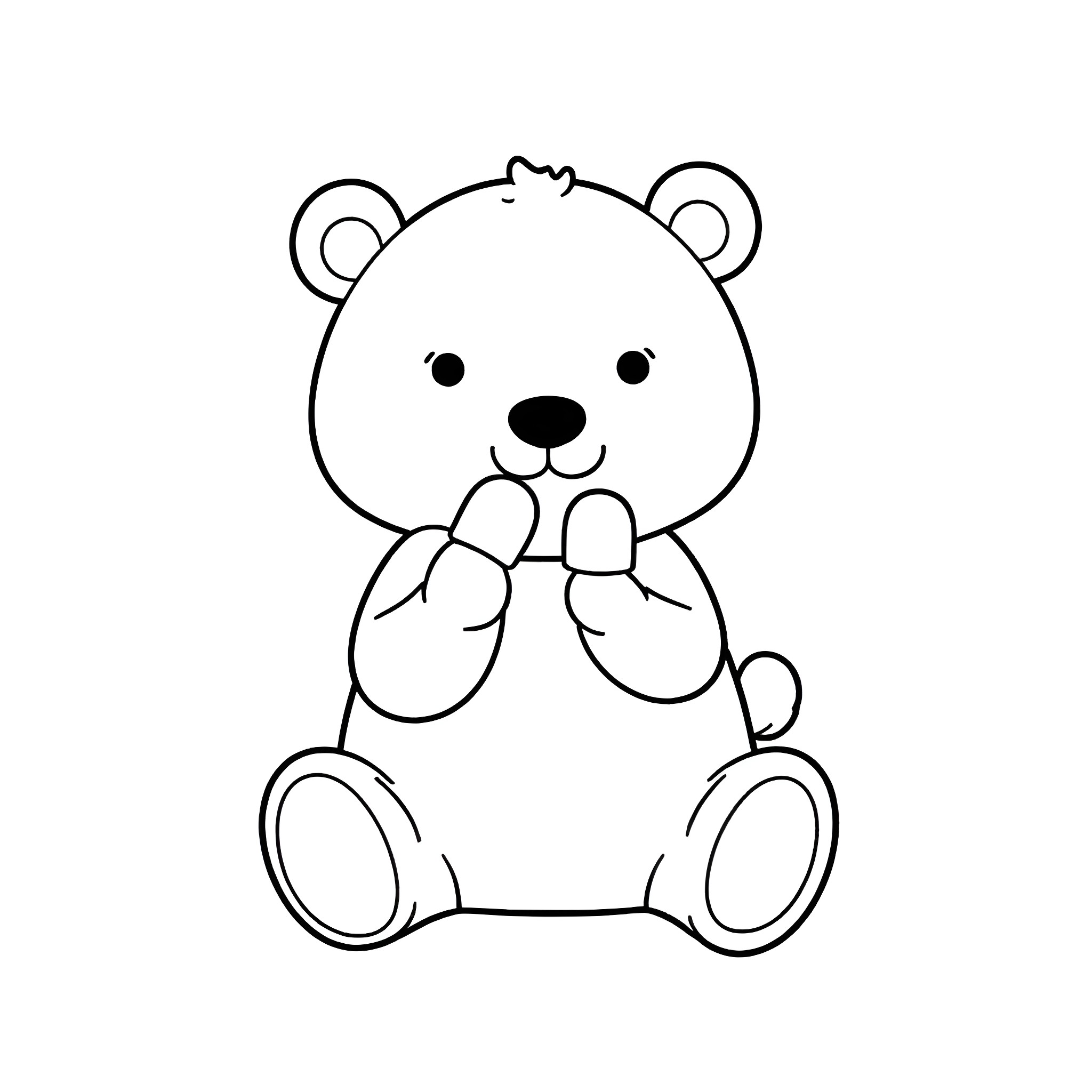 Barbaloot bear sitting adorably Coloring Page (free black-and-white line drawing printable PDF for all, from beginners to advanced learners, including children, teens, adults, and seniors)