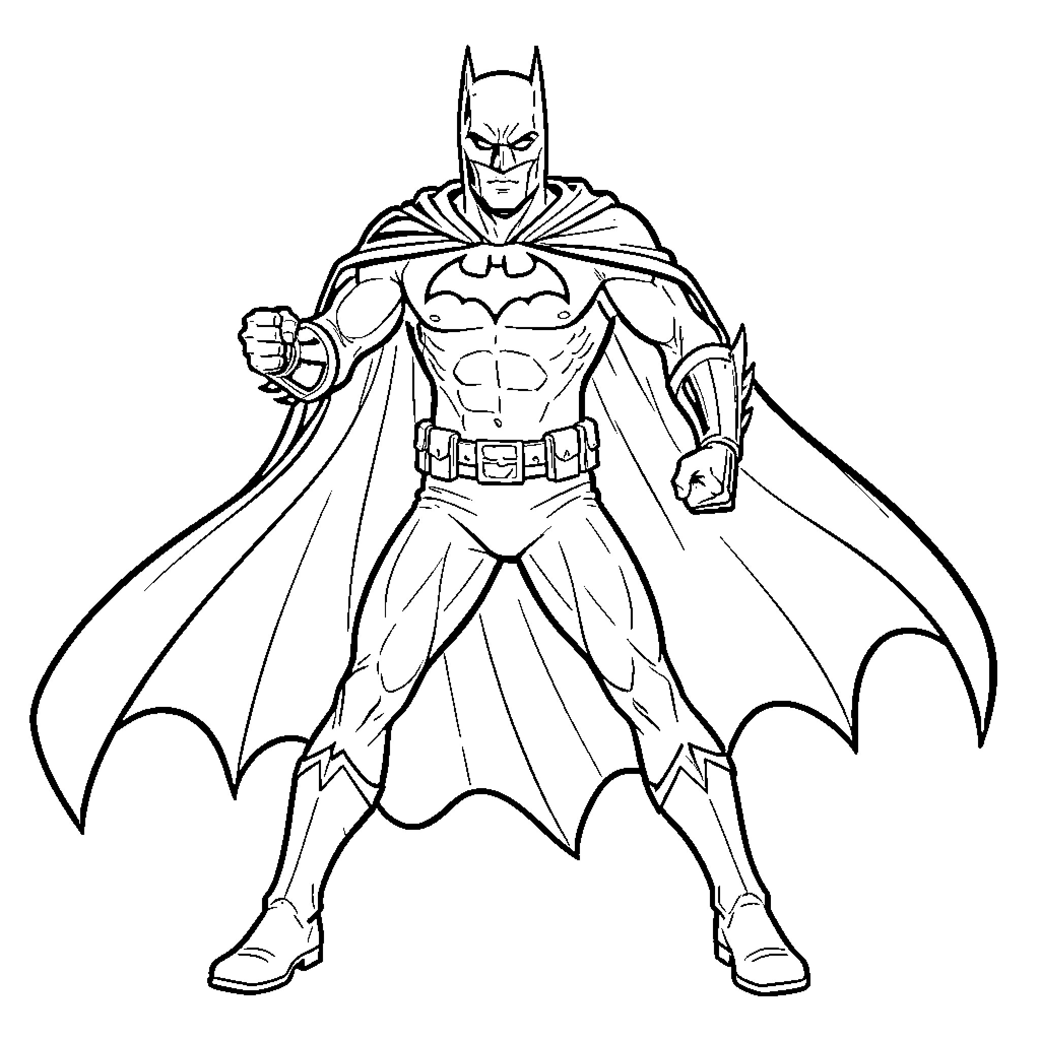 Neymar posing heroically in a superhero costume with a cape Coloring Page (free black-and-white line drawing printable PDF for all, from beginners to advanced learners, including children, teens, adults, and seniors)