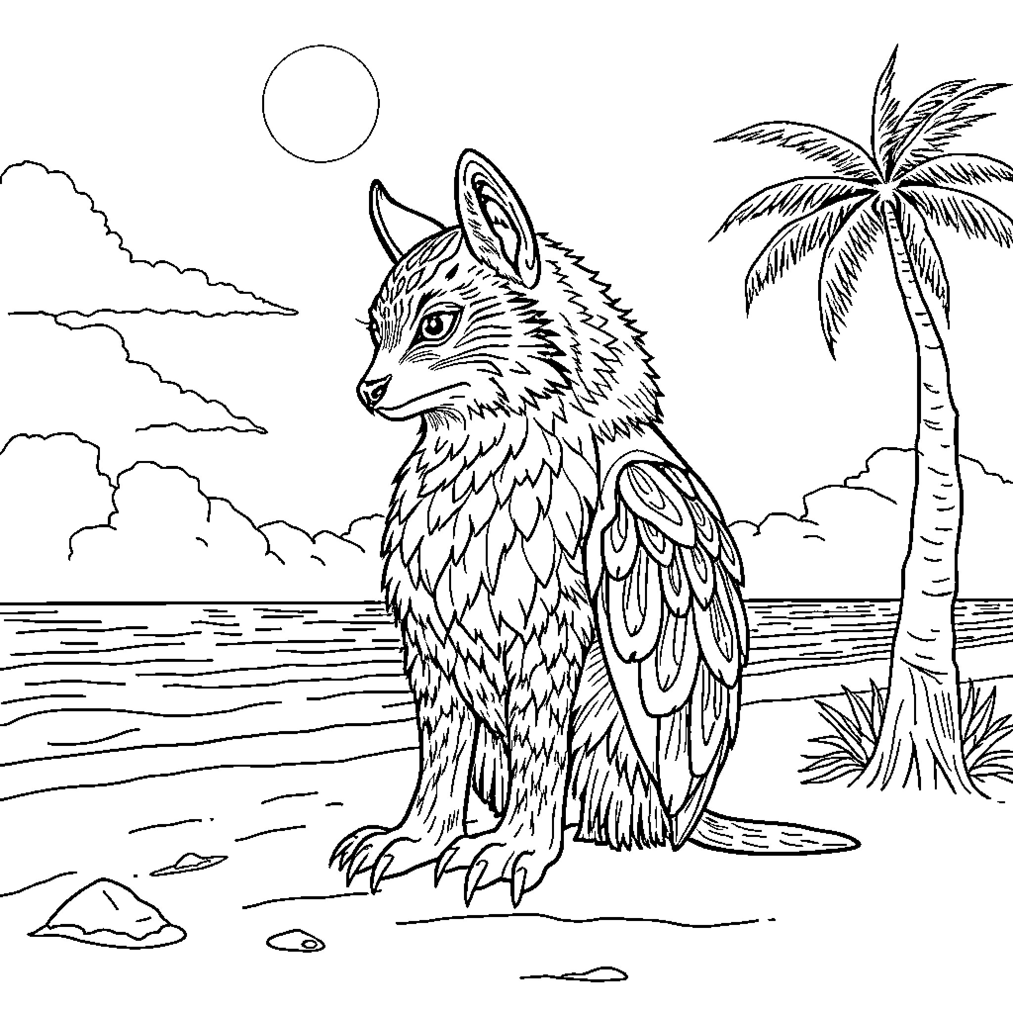 Mickey Mouse wildlife coloring scene Coloring Page (free black-and-white line drawing printable PDF for all, from beginners to advanced learners, including children, teens, adults, and seniors)