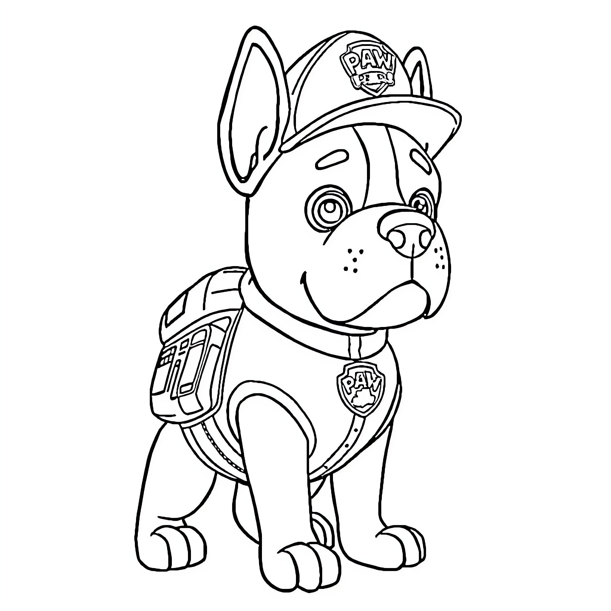 Cane Corso Puppy Wearing Uniform Coloring Page (free black-and-white line drawing printable PDF for all, from beginners to advanced learners, including children, teens, adults, and seniors)
