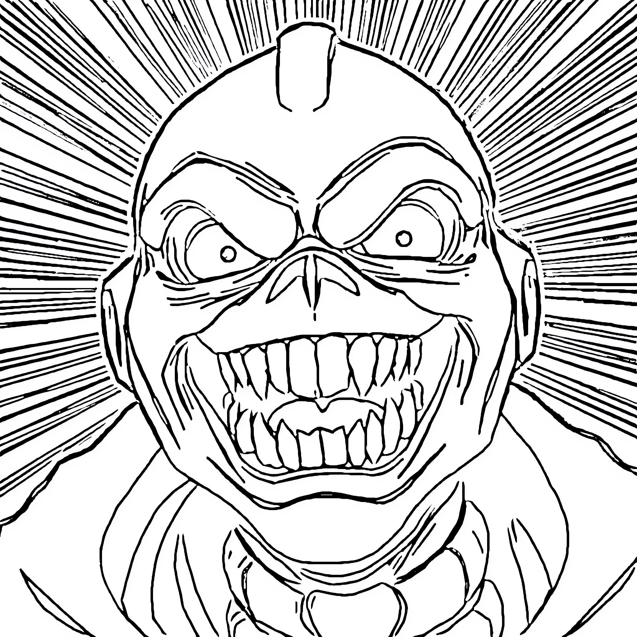 Clone of a Menacing Creature Coloring Page (free black-and-white line drawing printable PDF for all, from beginners to advanced learners, including children, teens, adults, and seniors)