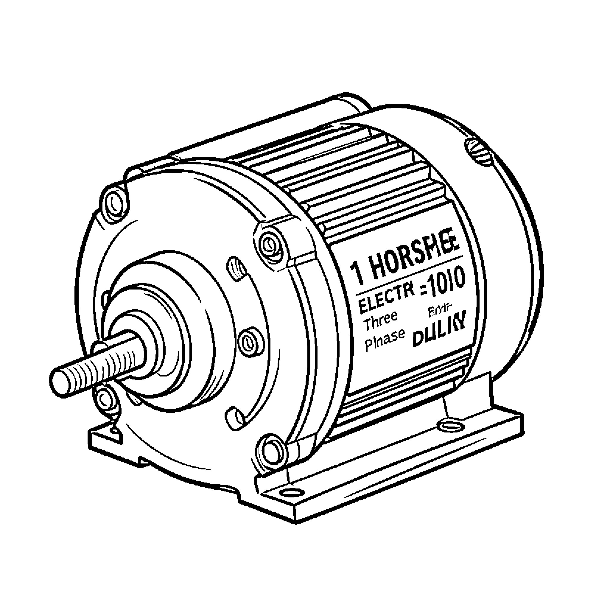 Electric Motor sitting on a flat surface Coloring Page (free black-and-white line drawing printable PDF for all, from beginners to advanced learners, including children, teens, adults, and seniors)