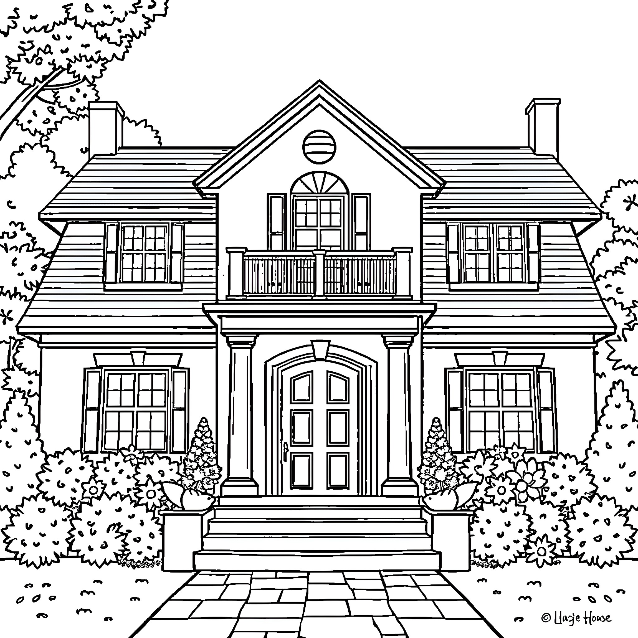 Martin Luther King's Home: A Peaceful Residence Coloring Page (free black-and-white line drawing printable PDF for all, from beginners to advanced learners, including children, teens, adults, and seniors)