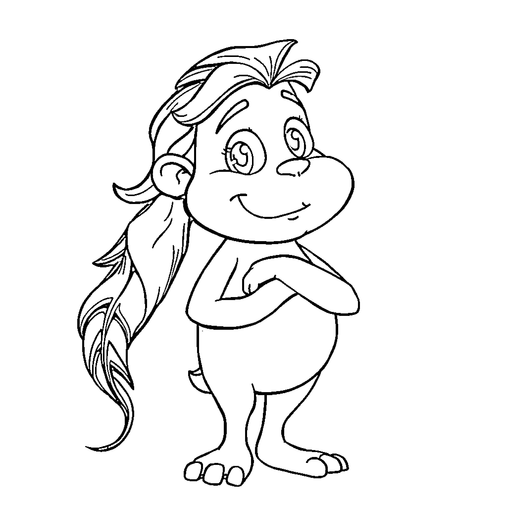 Quirky cartoon creature with expressive features Coloring Page (free black-and-white line drawing printable PDF for all, from beginners to advanced learners, including children, teens, adults, and seniors)