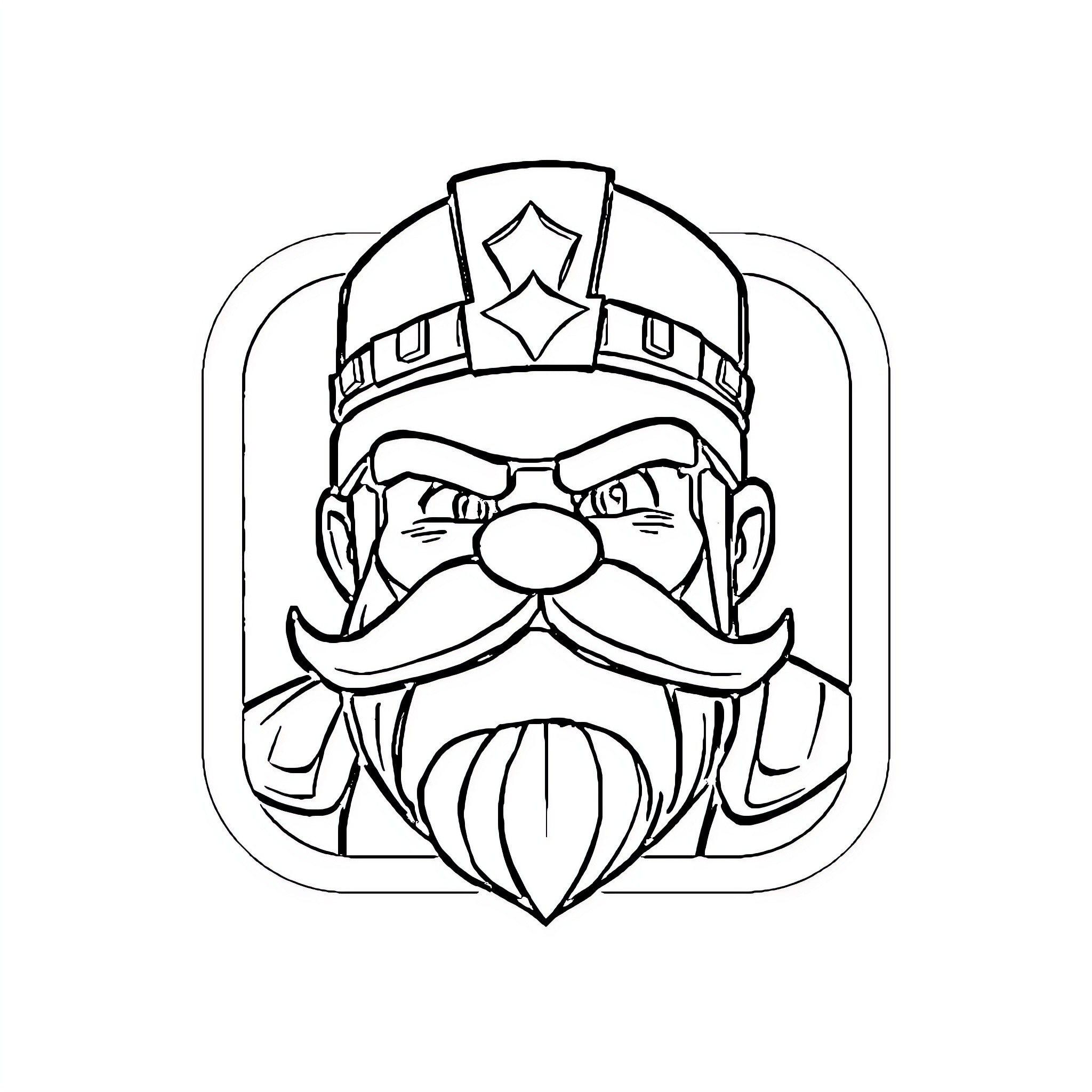 Clash of Clans: Fierce Barbarian Warrior Coloring Page (free black-and-white line drawing printable PDF for all, from beginners to advanced learners, including children, teens, adults, and seniors)
