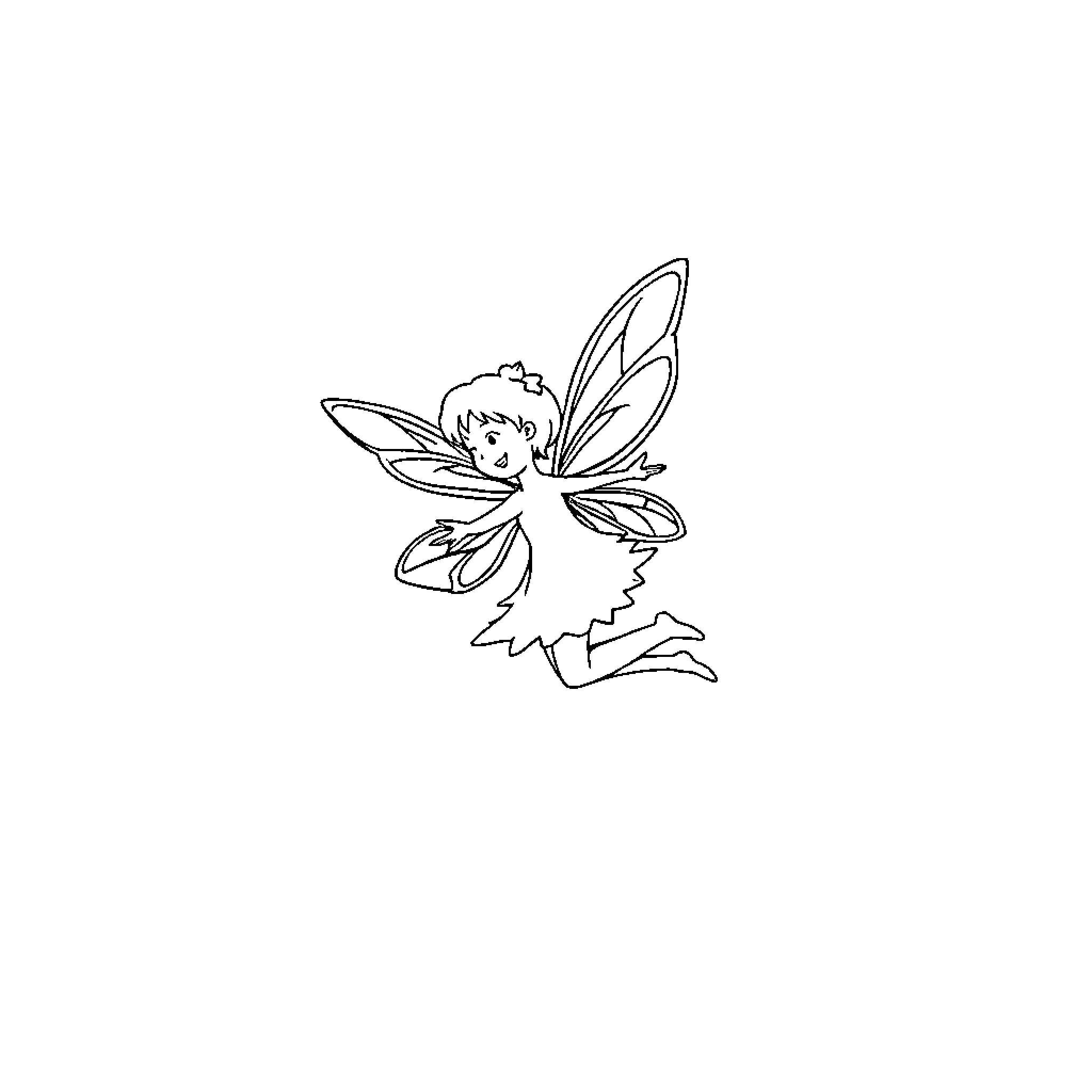 Fairy figure with wings in flight Coloring Page (free black-and-white line drawing printable PDF for all, from beginners to advanced learners, including children, teens, adults, and seniors)