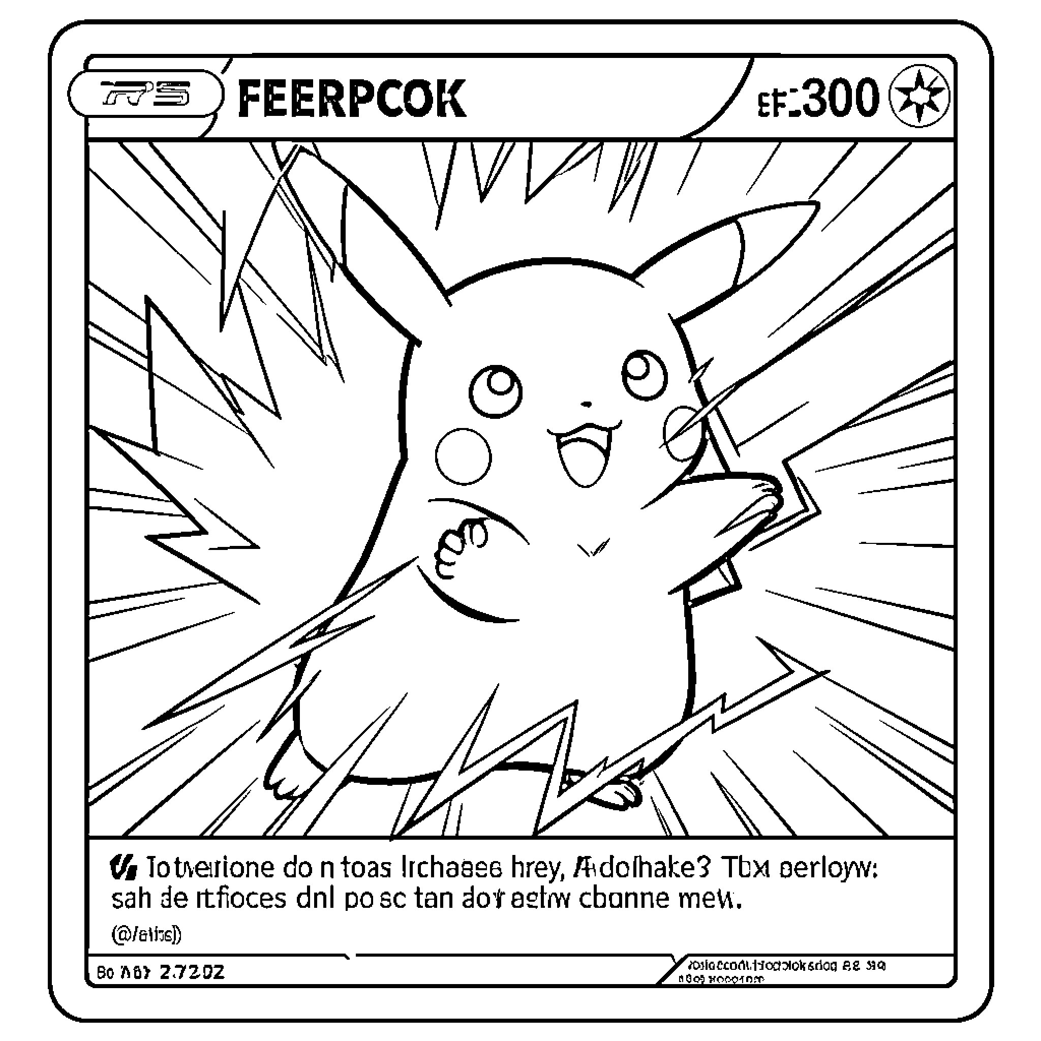 Pikachu performing a powerful electric attack with lightning Coloring Page (free black-and-white line drawing printable PDF for all, from beginners to advanced learners, including children, teens, adults, and seniors)