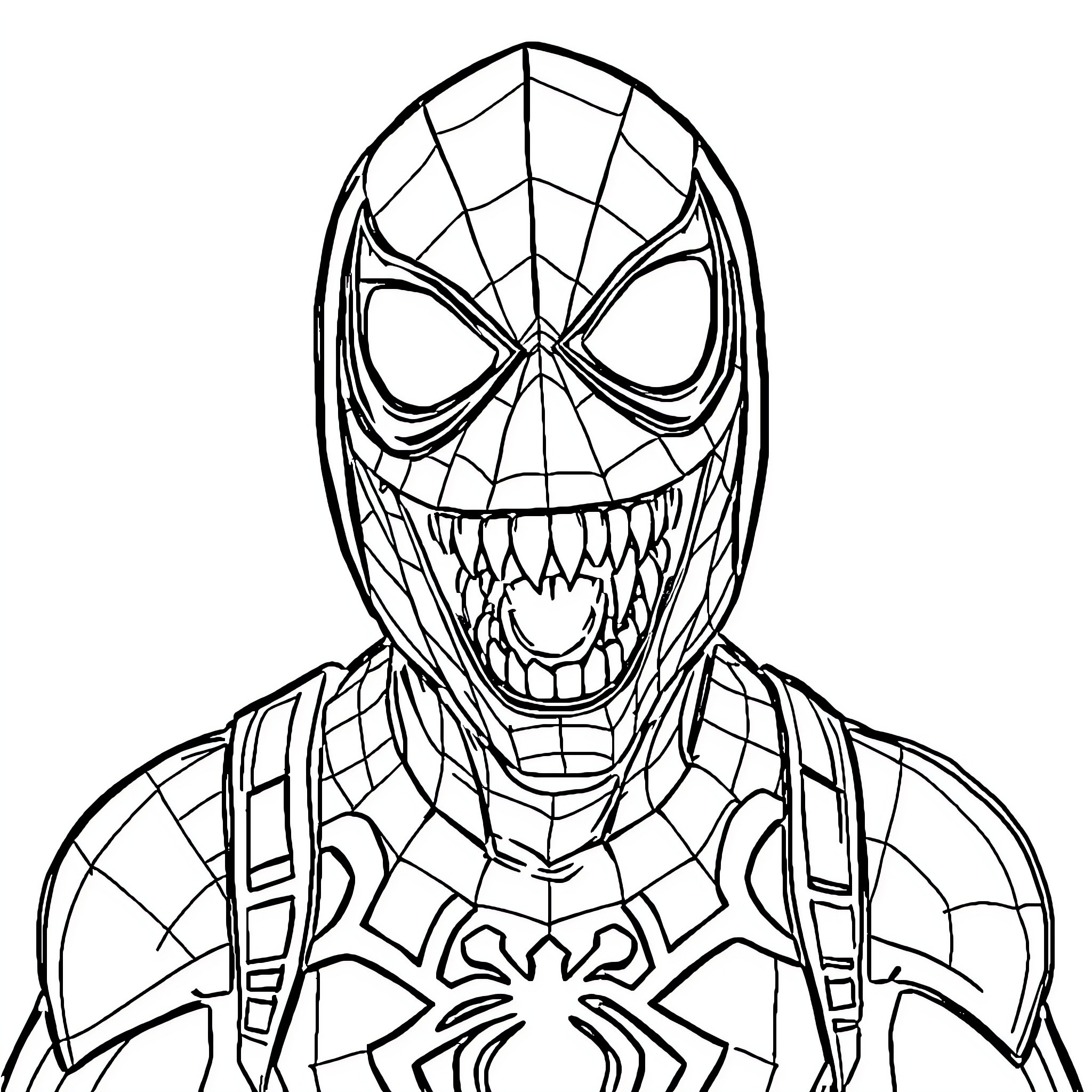 Among Us Character with Menacing Spider-Like Appearance Coloring Page (free black-and-white line drawing printable PDF for all, from beginners to advanced learners, including children, teens, adults, and seniors)